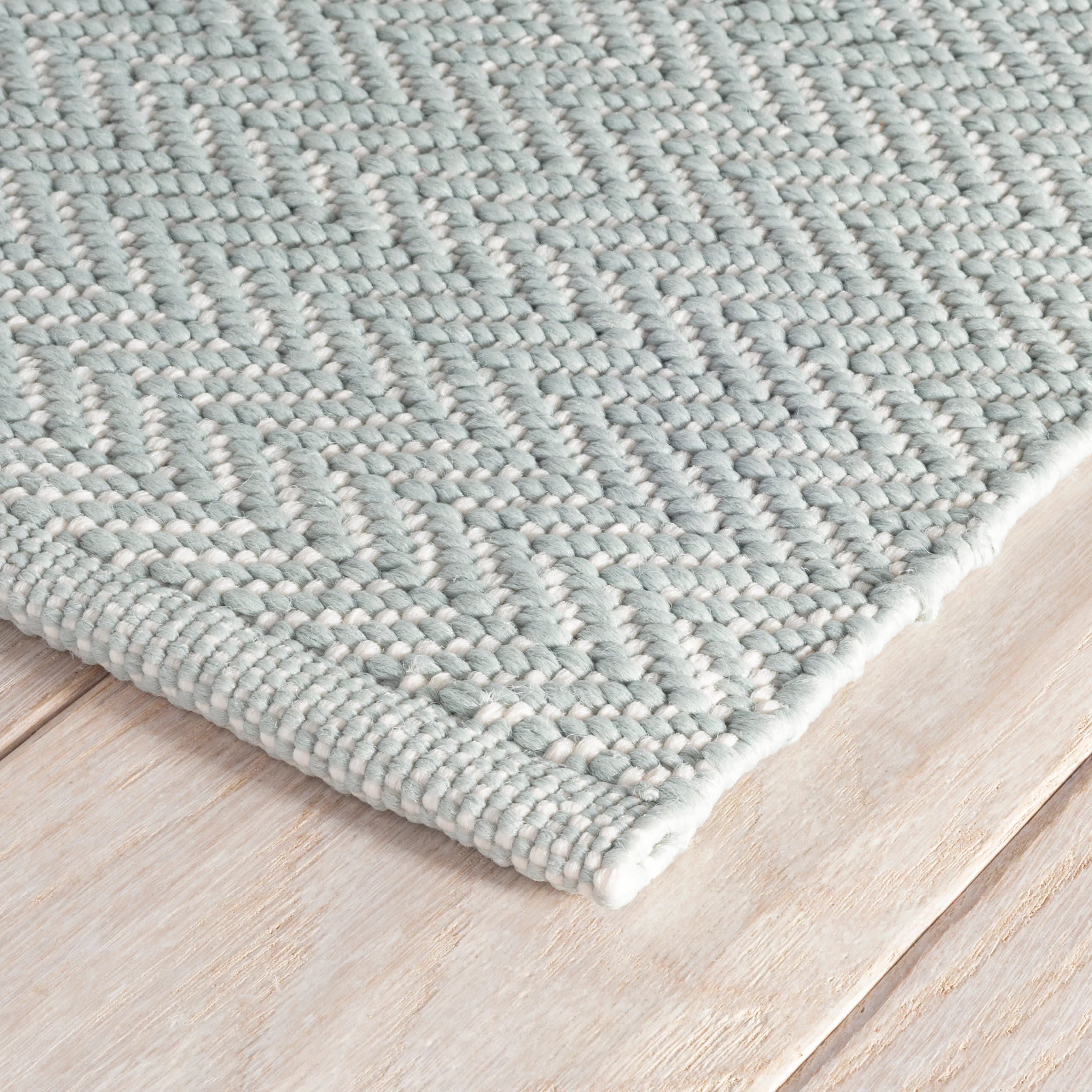 Herringbone Handwoven Indoor/Outdoor Rug | Light Blue/Ivory - Image 5