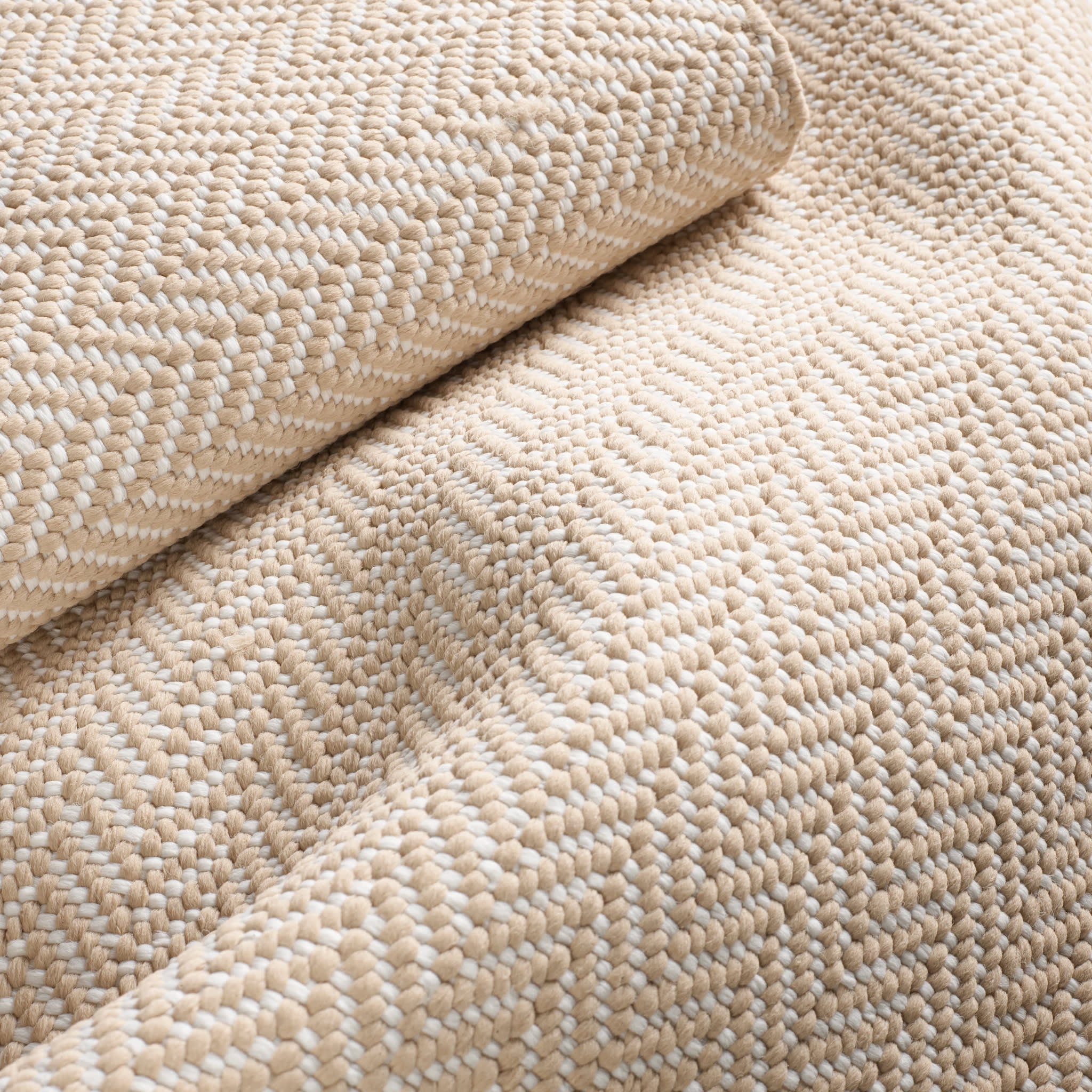 Herringbone Handwoven Indoor/Outdoor Rug | Linen/White - Image 6