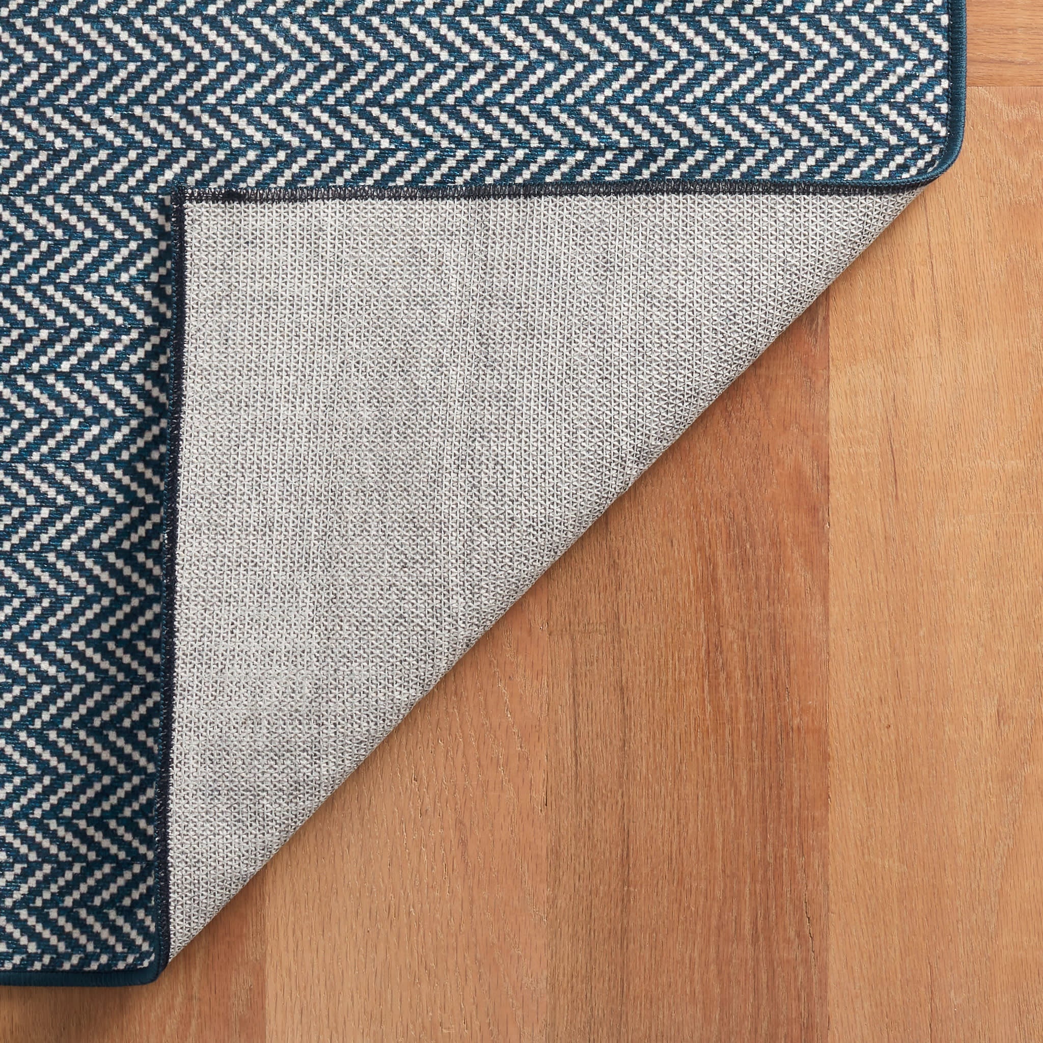 Herringbone Machine Washable Rug | Navy - Image 6
