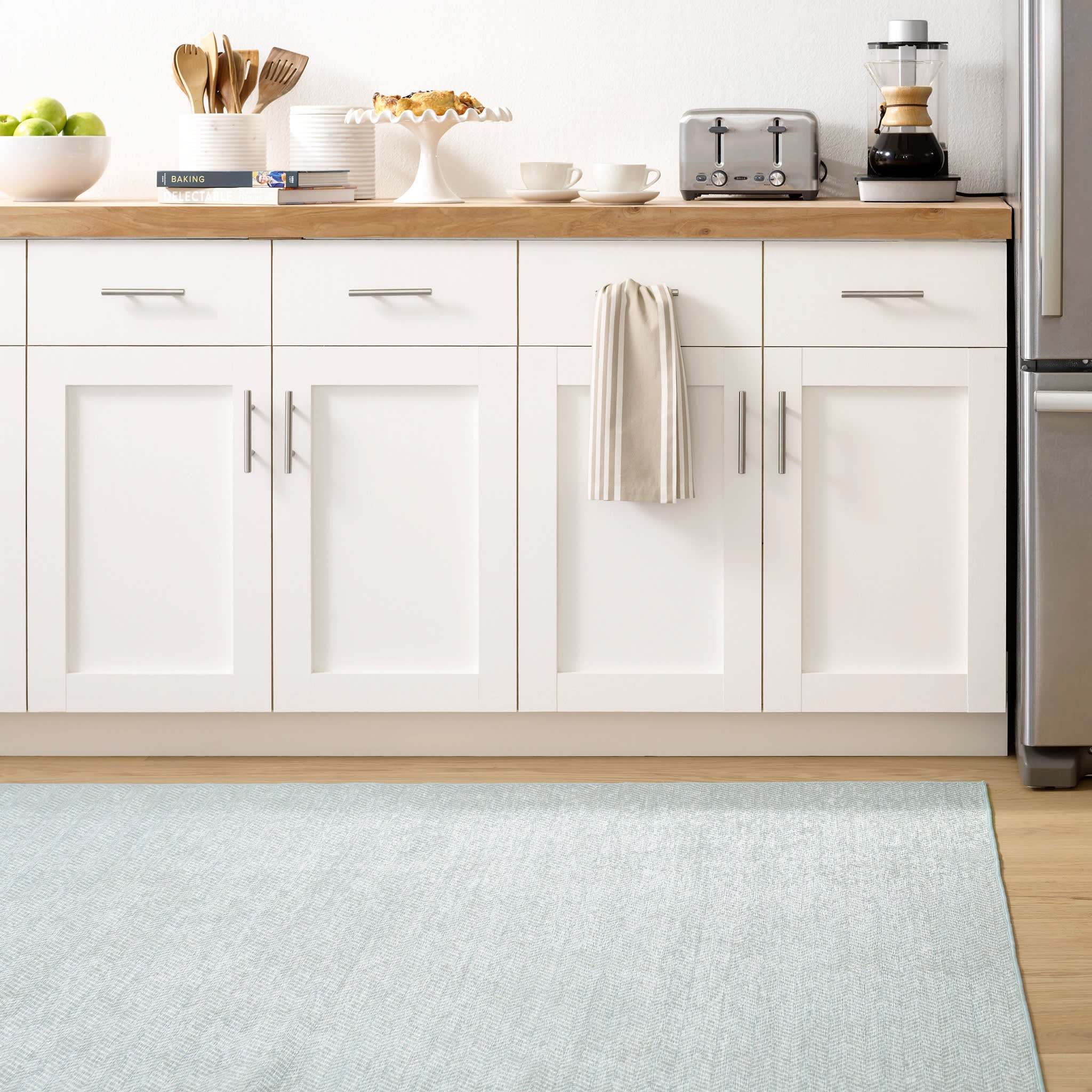 Herringbone Machine Washable Rug | Swedish Blue - Image 2