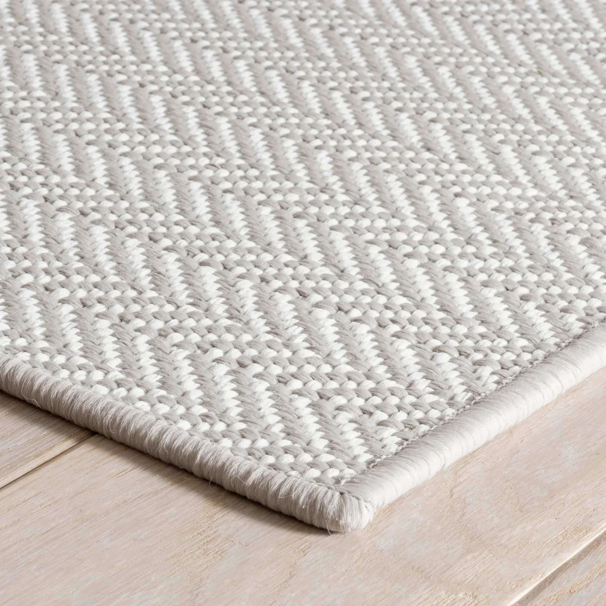 Herringbone Handwoven Indoor/Outdoor Custom Rug | Pearl Grey/White - Image 4