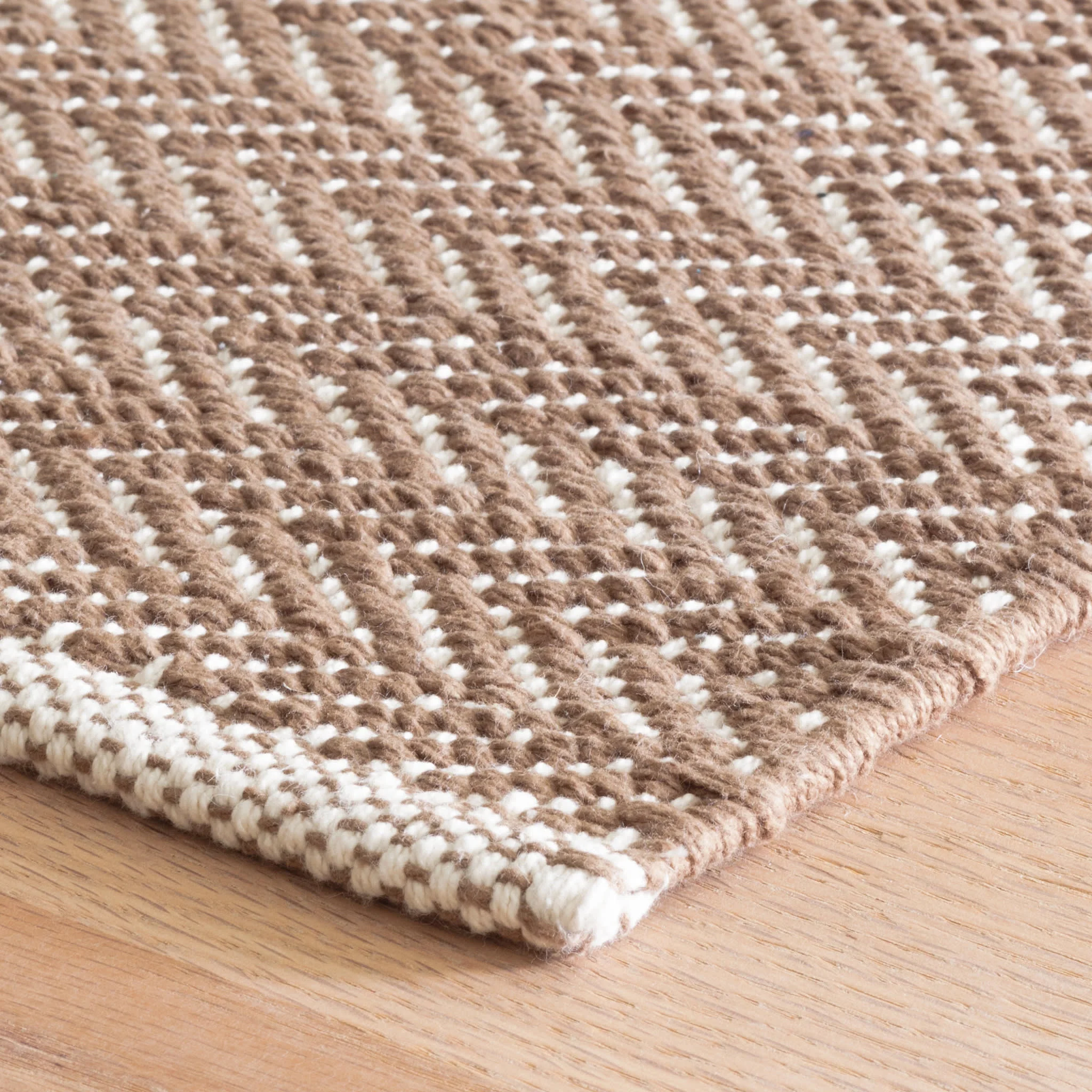 Herringbone Handwoven Cotton Rug | Stone - Image 3