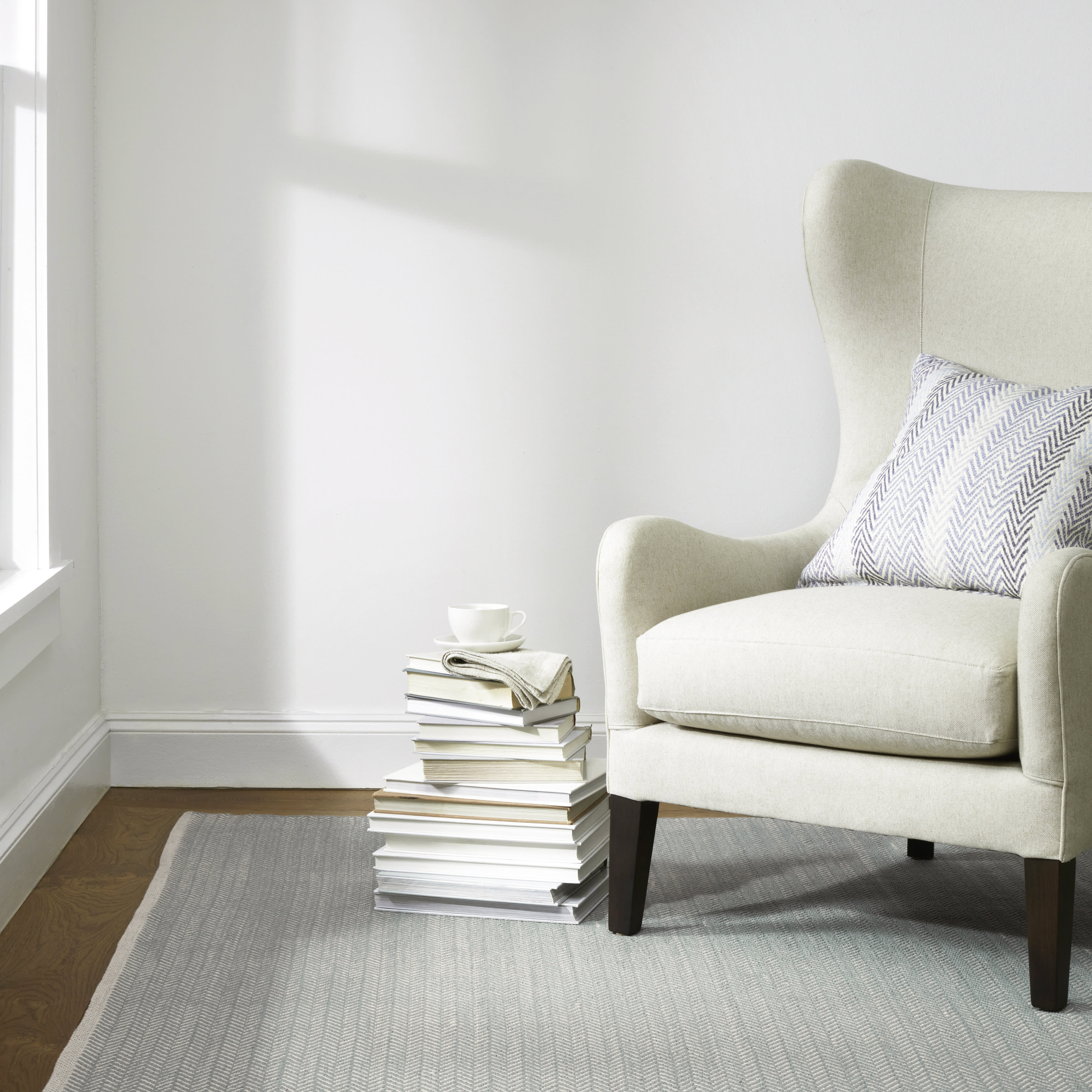 Herringbone Handwoven Cotton Rug | Slate Grey - Image 2