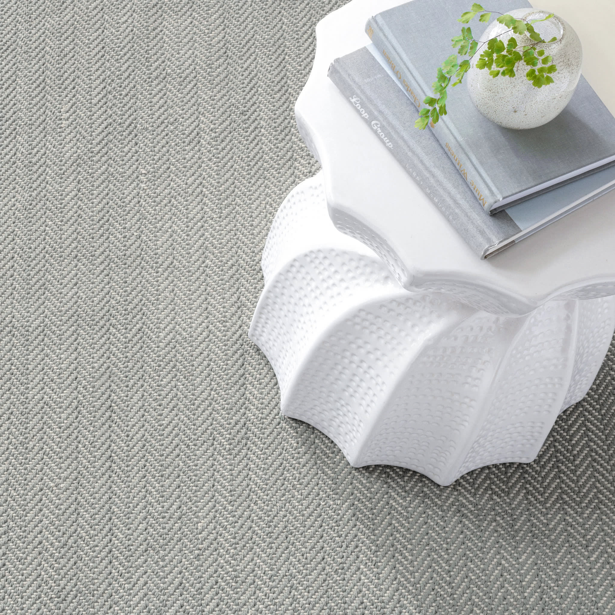 Herringbone Handwoven Cotton Rug | Slate Grey - Image 3