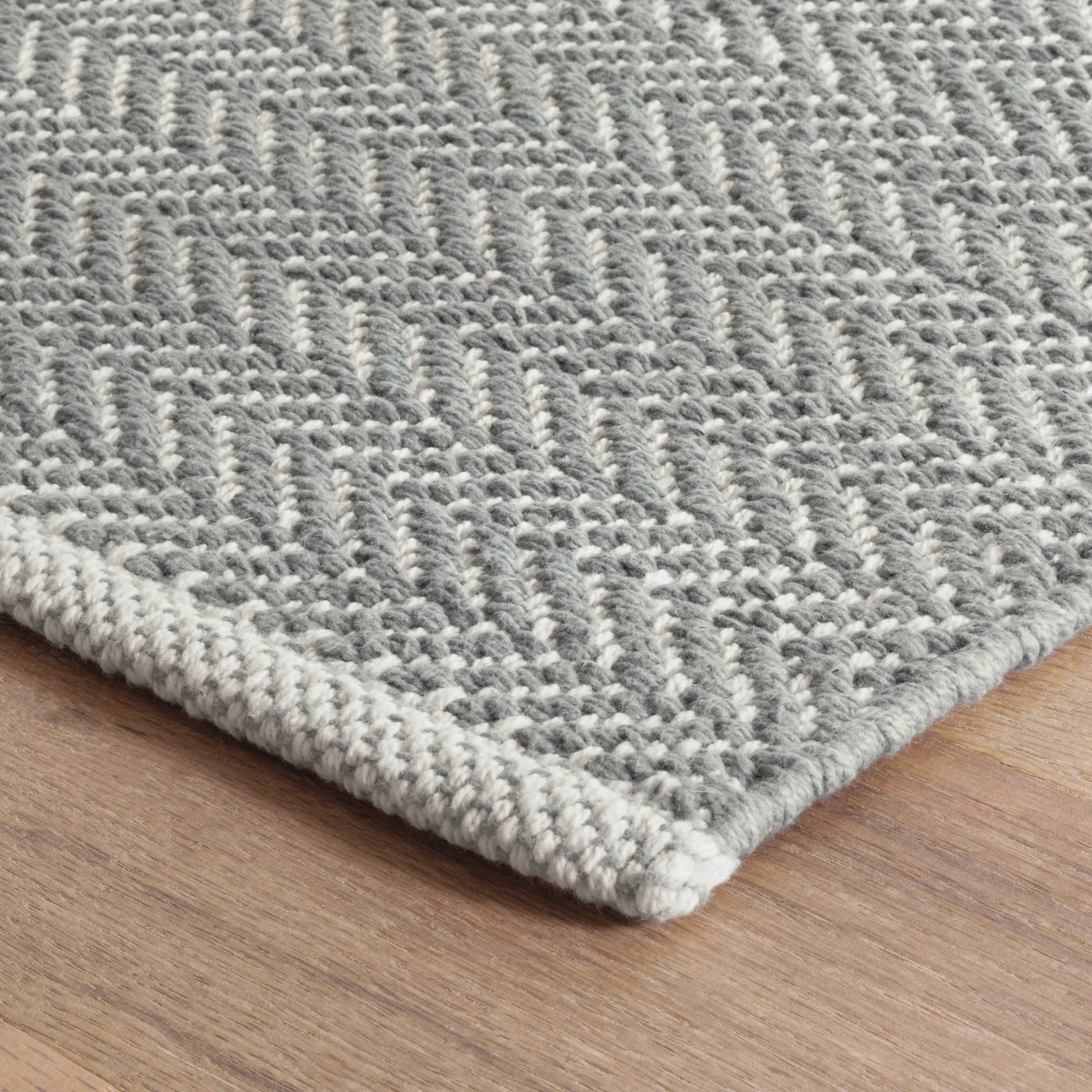 Herringbone Handwoven Cotton Rug | Slate Grey - Image 4