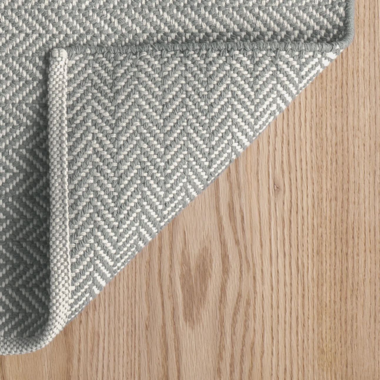 Herringbone Handwoven Cotton Rug | Slate Grey - Image 5