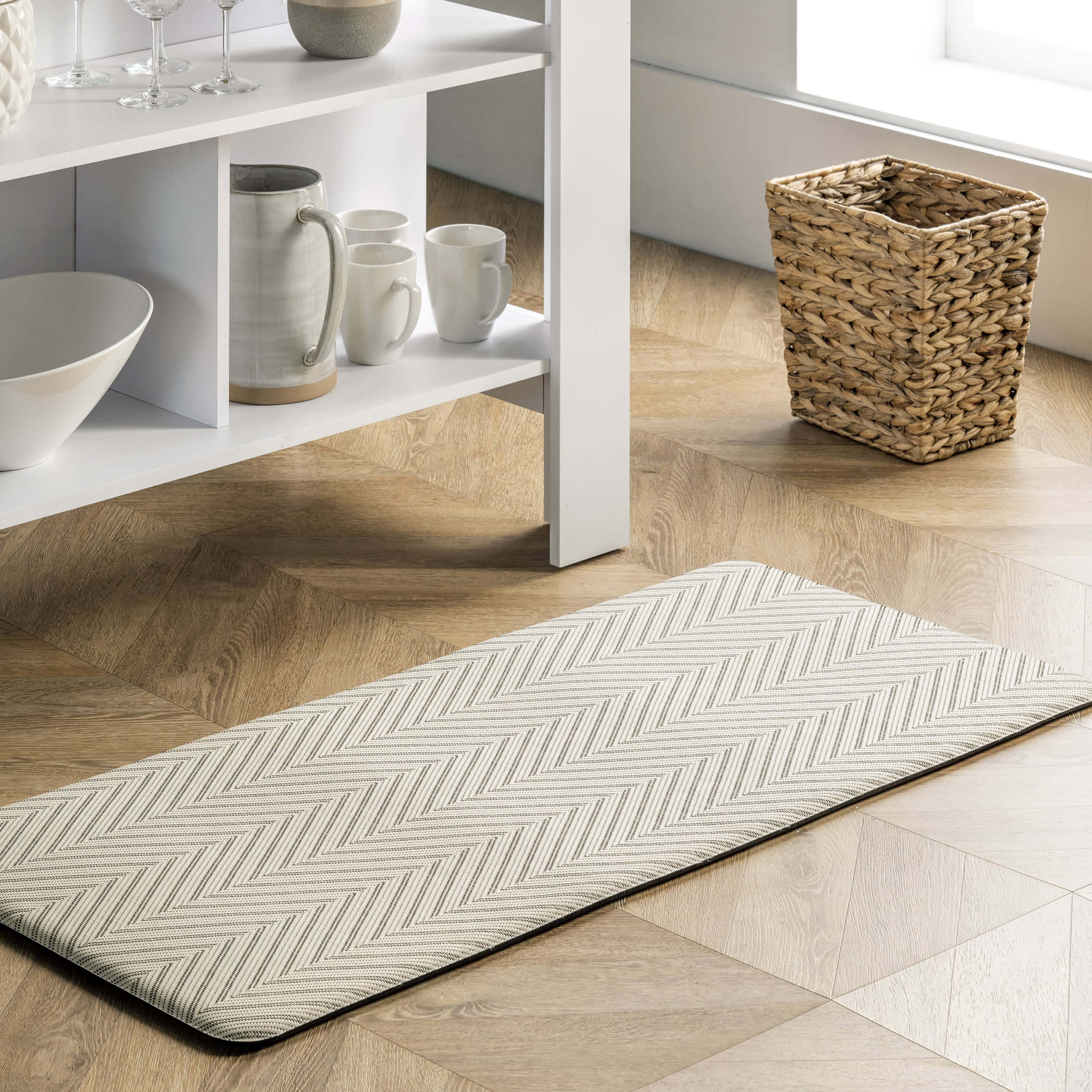 Herringbone Woven Anti-Fatigue Mat | Beige - Image 2