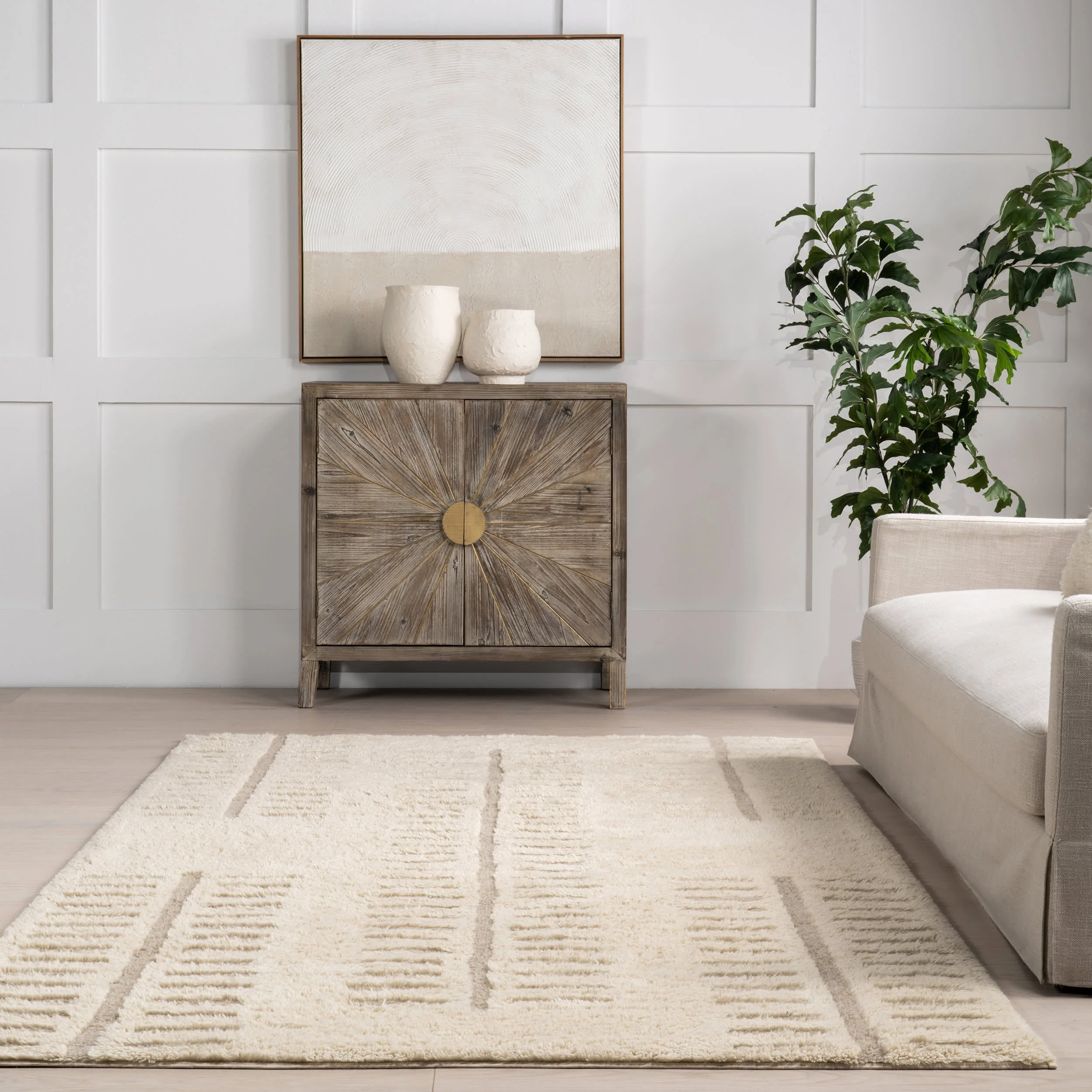 Hester Geometric Wool Washable Rug | Ivory - Image 4
