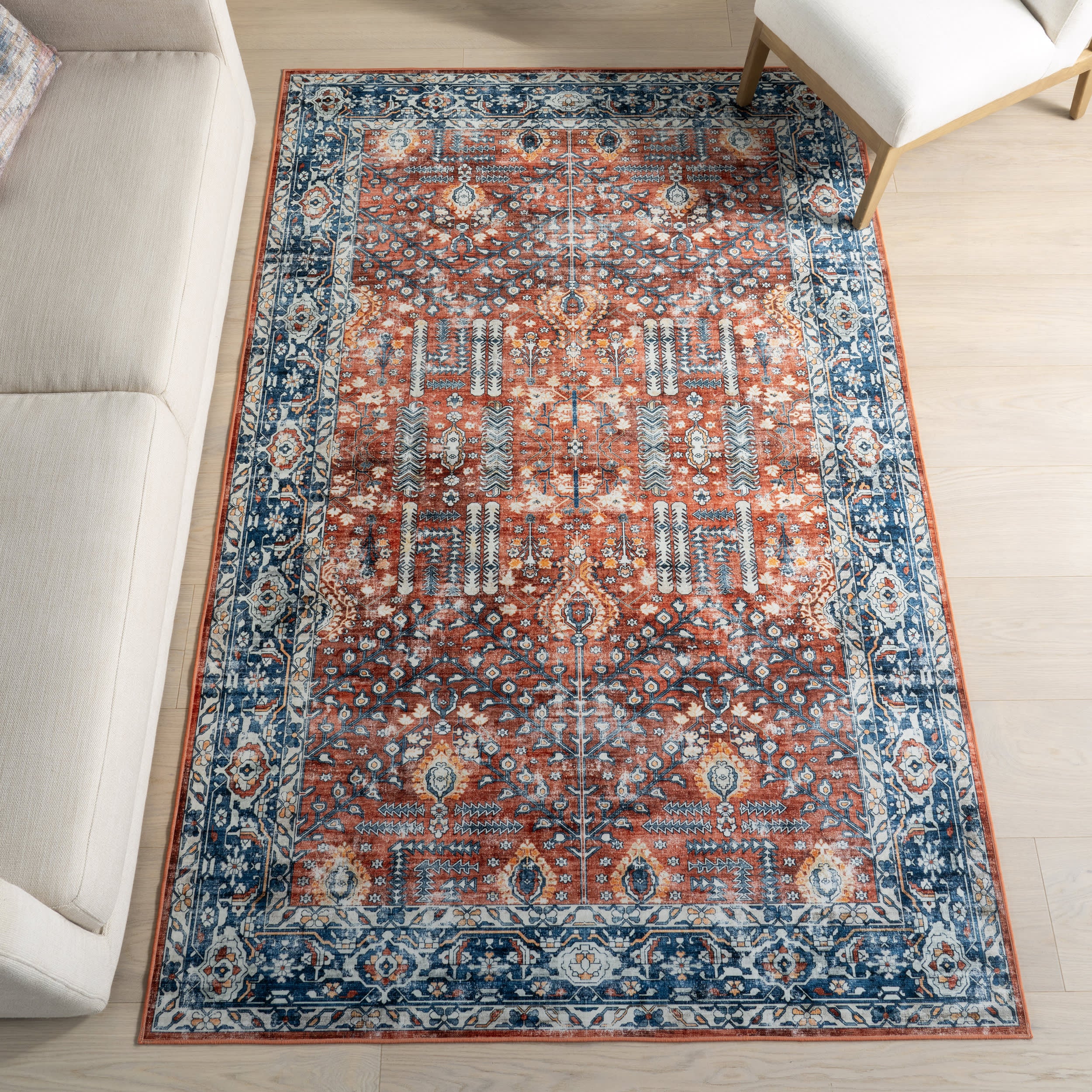 Hickory Medallion Washable Rug | Red - Image 2