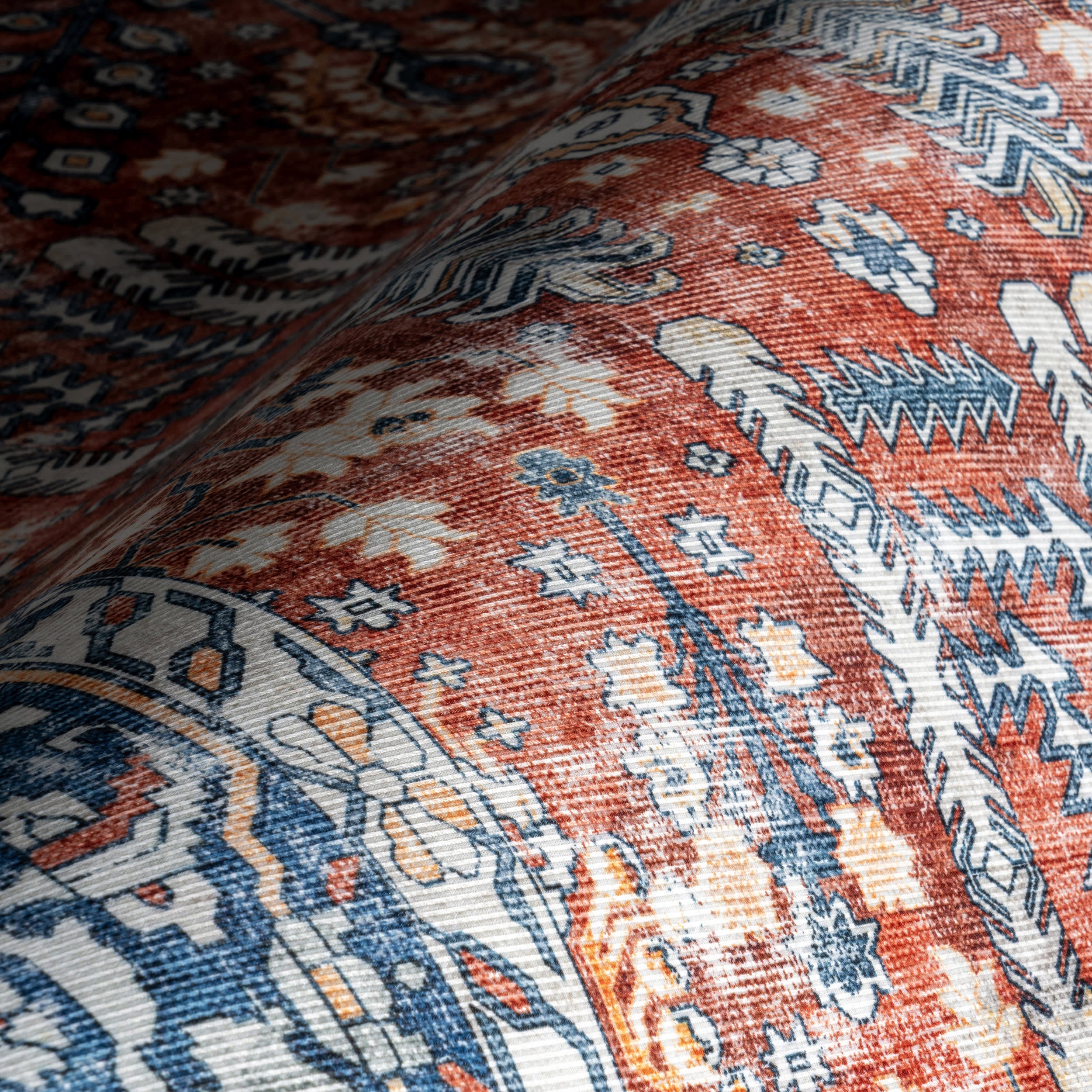 Hickory Medallion Washable Rug | Red - Image 3