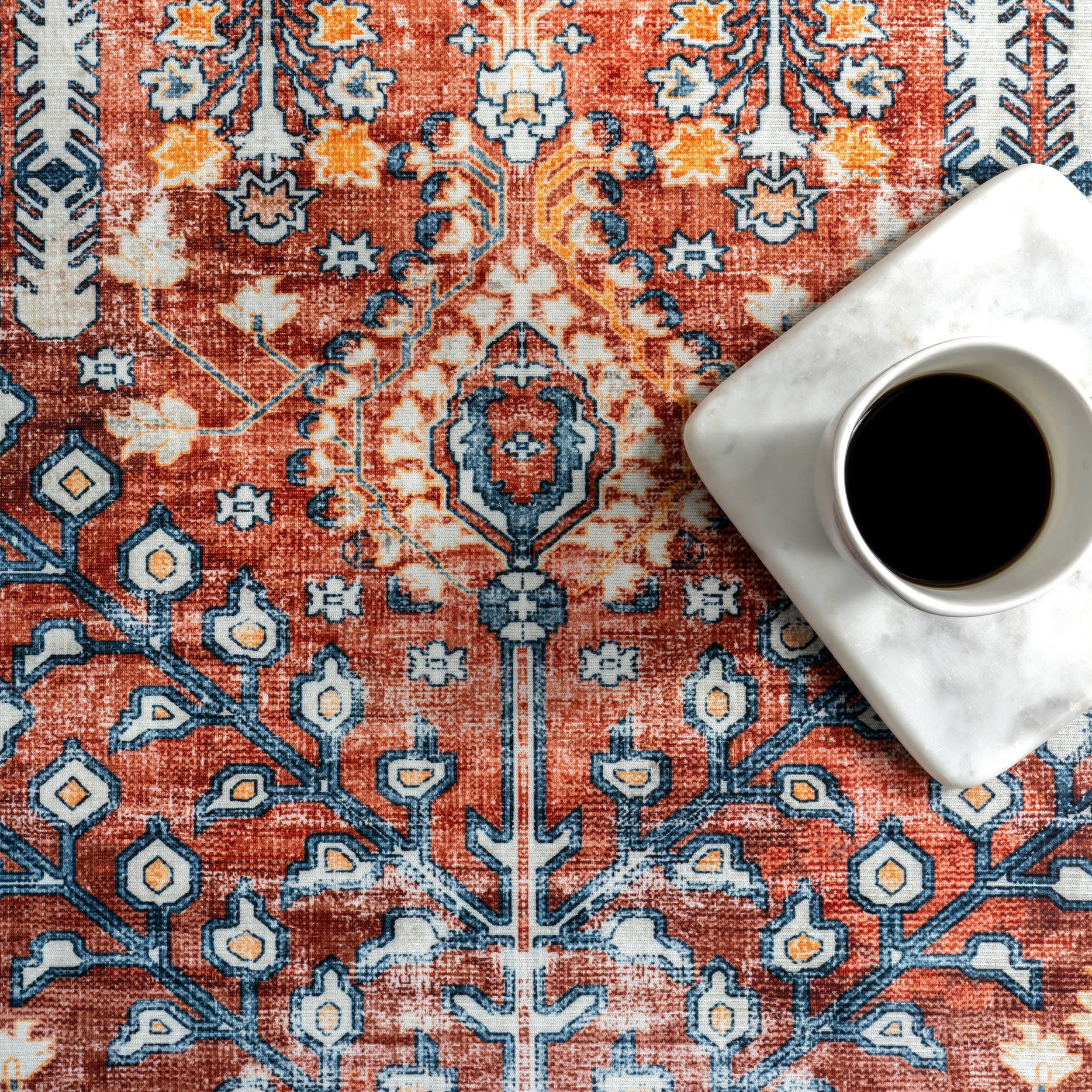Hickory Medallion Washable Rug | Red - Image 8
