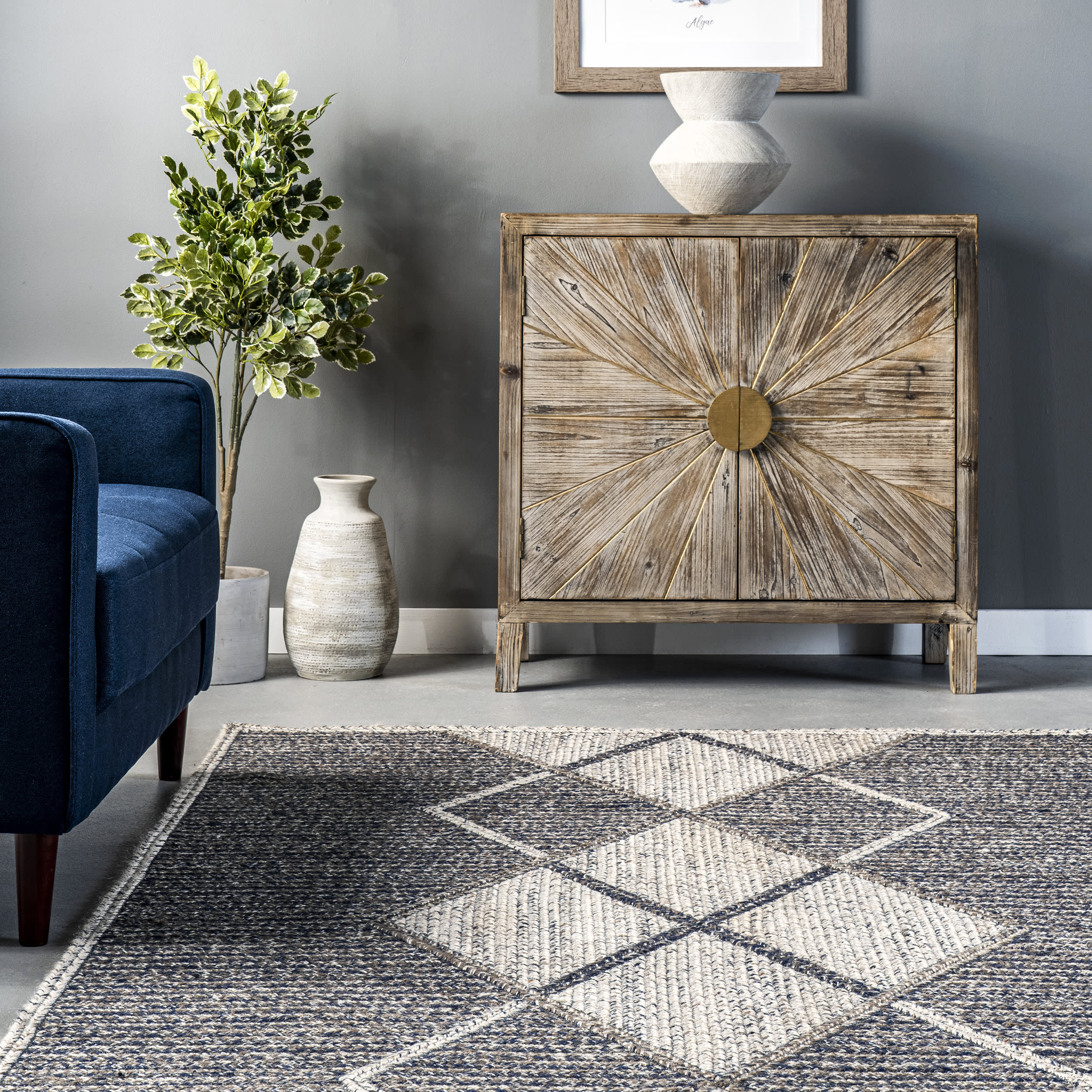 Hillary Argyle Casual Rug | Grey - Image 4