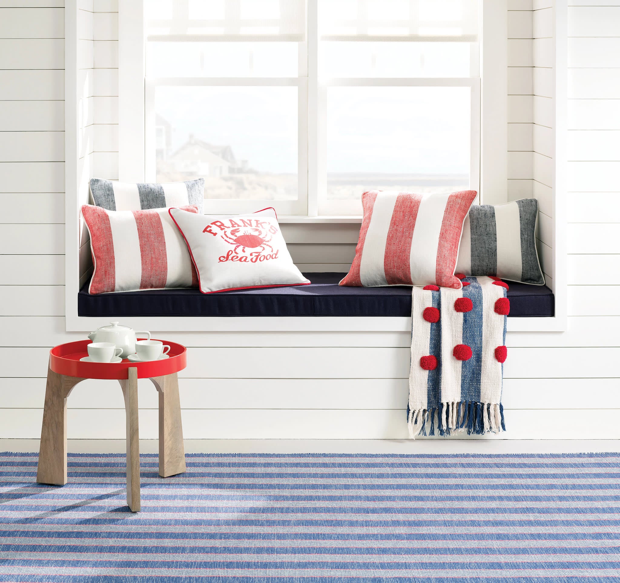 Hillsgrove Stripe Handwoven Cotton Rug | Denim - Image 3
