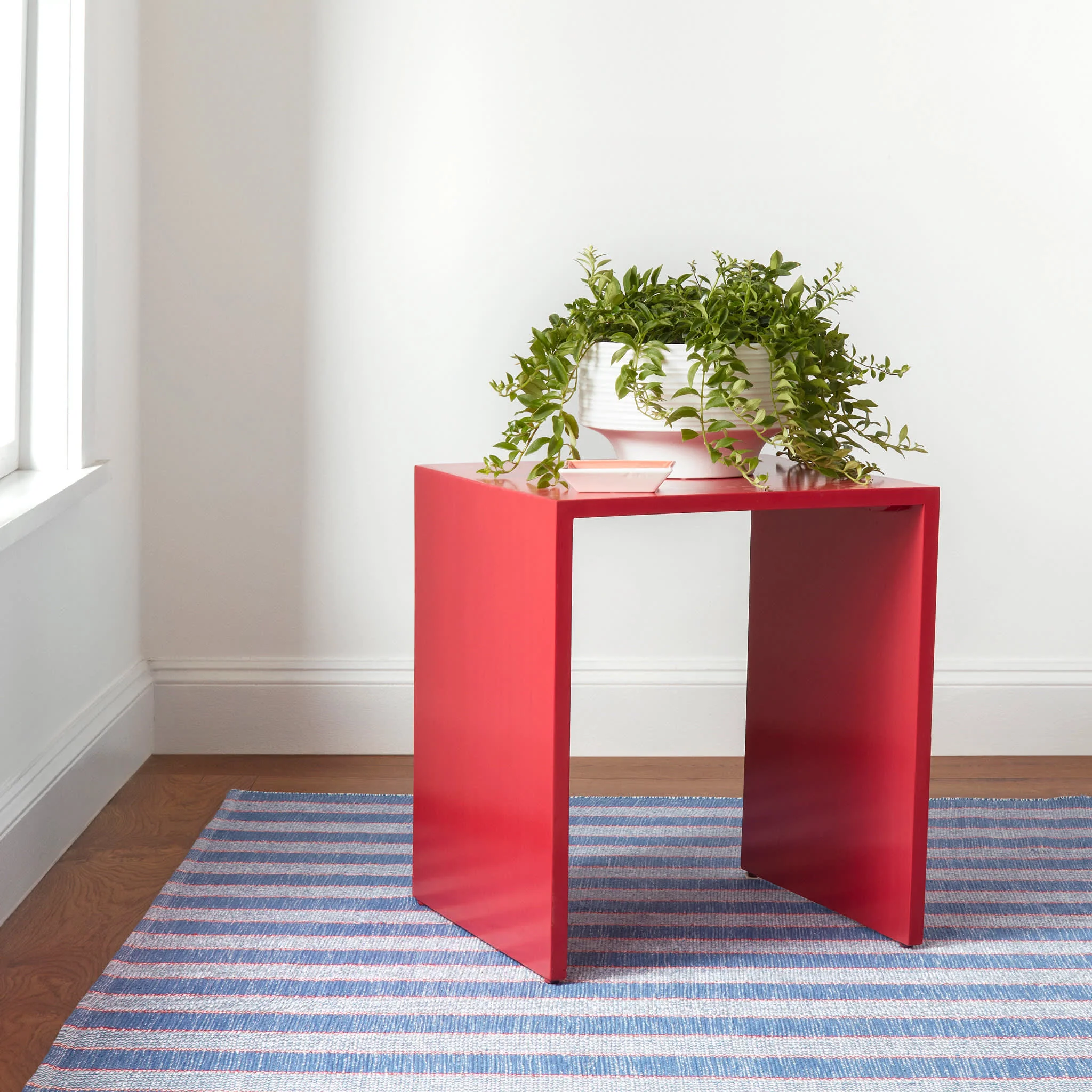 Hillsgrove Stripe Handwoven Cotton Rug | Denim - Image 4