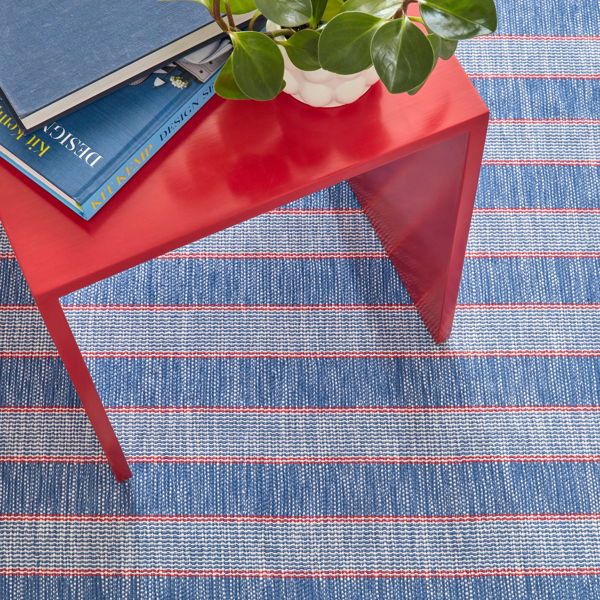 Hillsgrove Stripe Handwoven Cotton Rug | Denim - Image 5