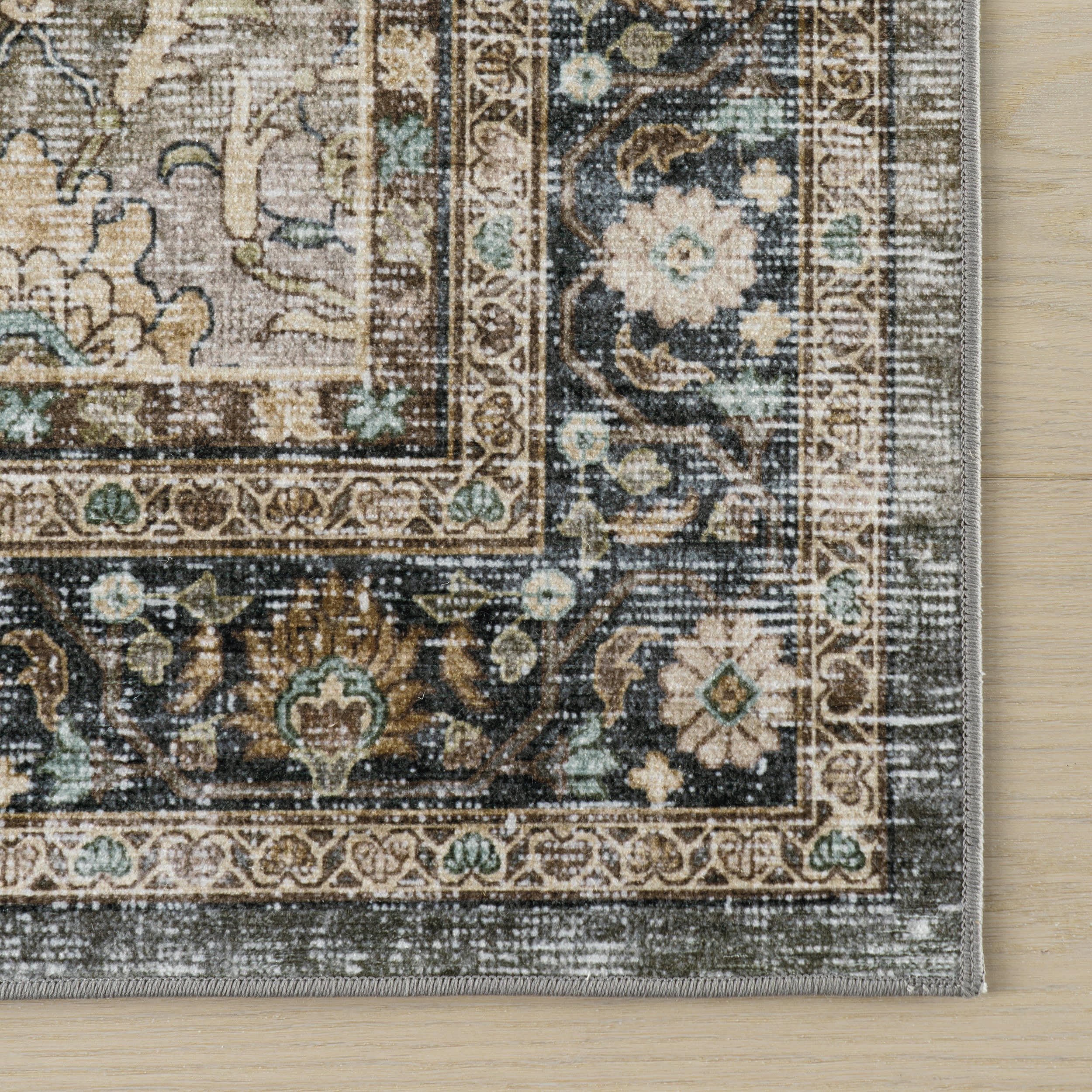 Hise Traditional Floral Washable Rug | Multicolor - Image 4