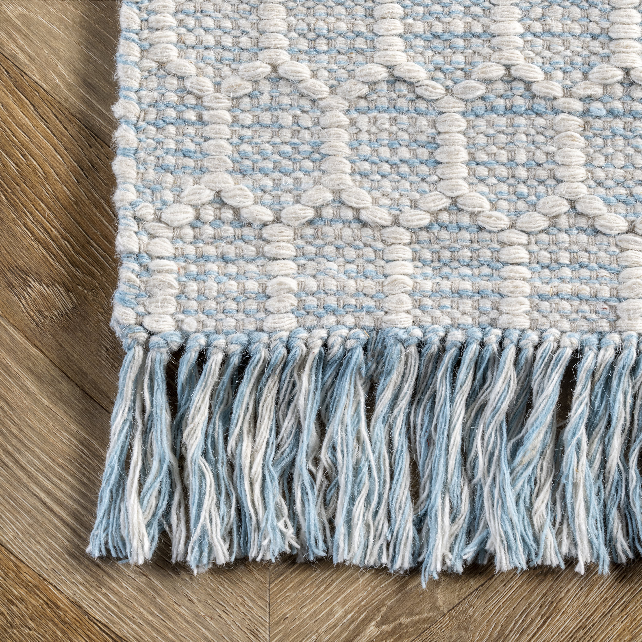 Hive Fringed Rug | Baby Blue - Image 3