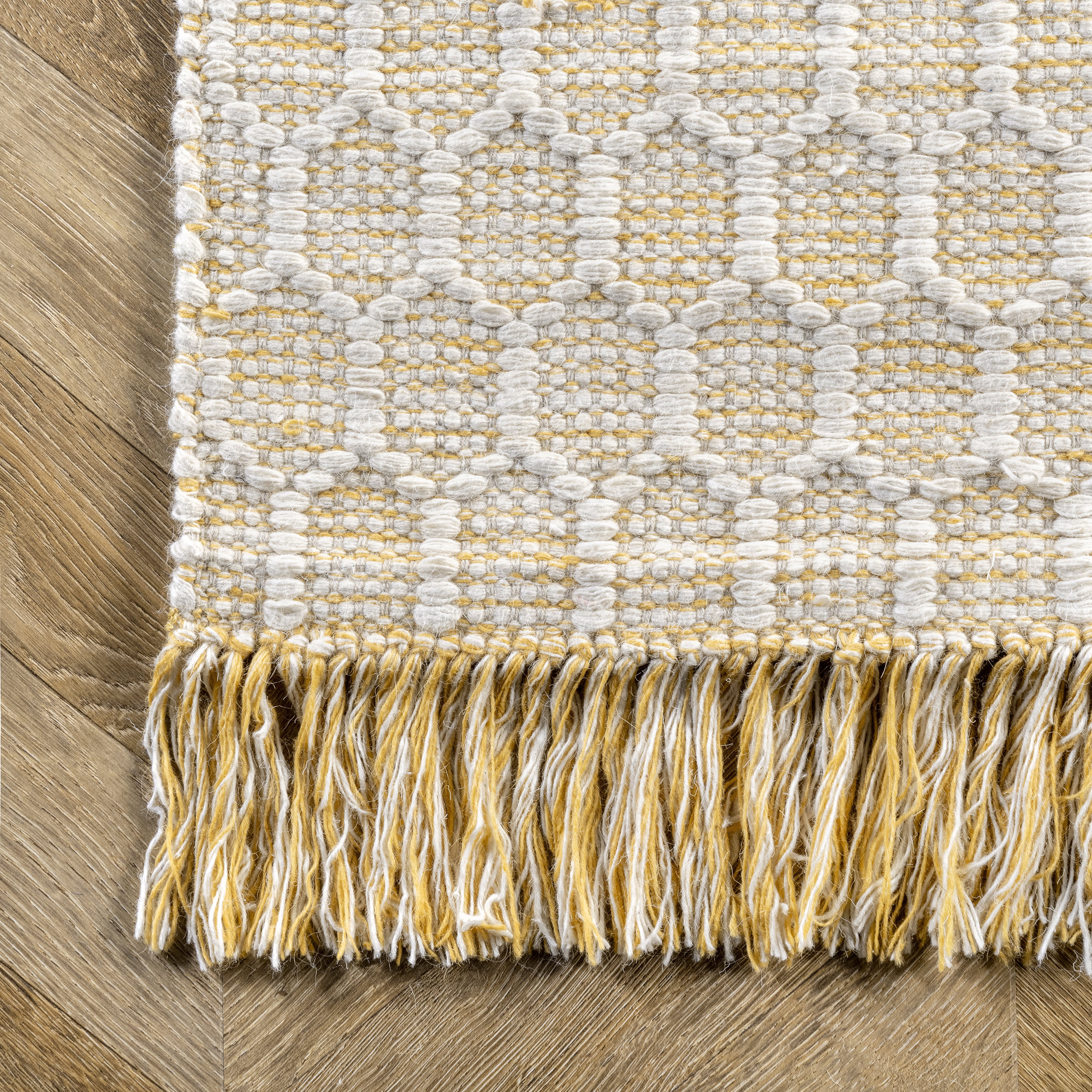 Hive Fringed Rug | Beige - Image 3
