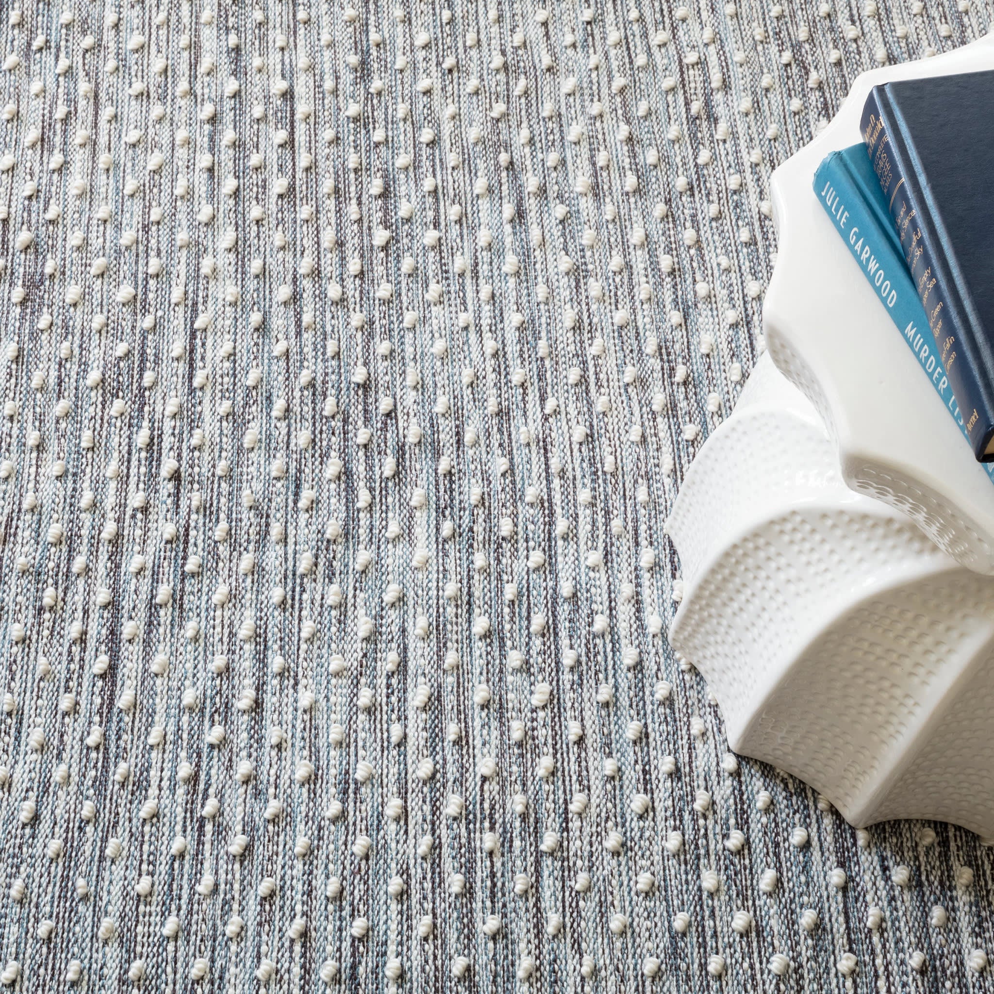 Hobnail Handwoven Performance Rug | Blue - Image 3