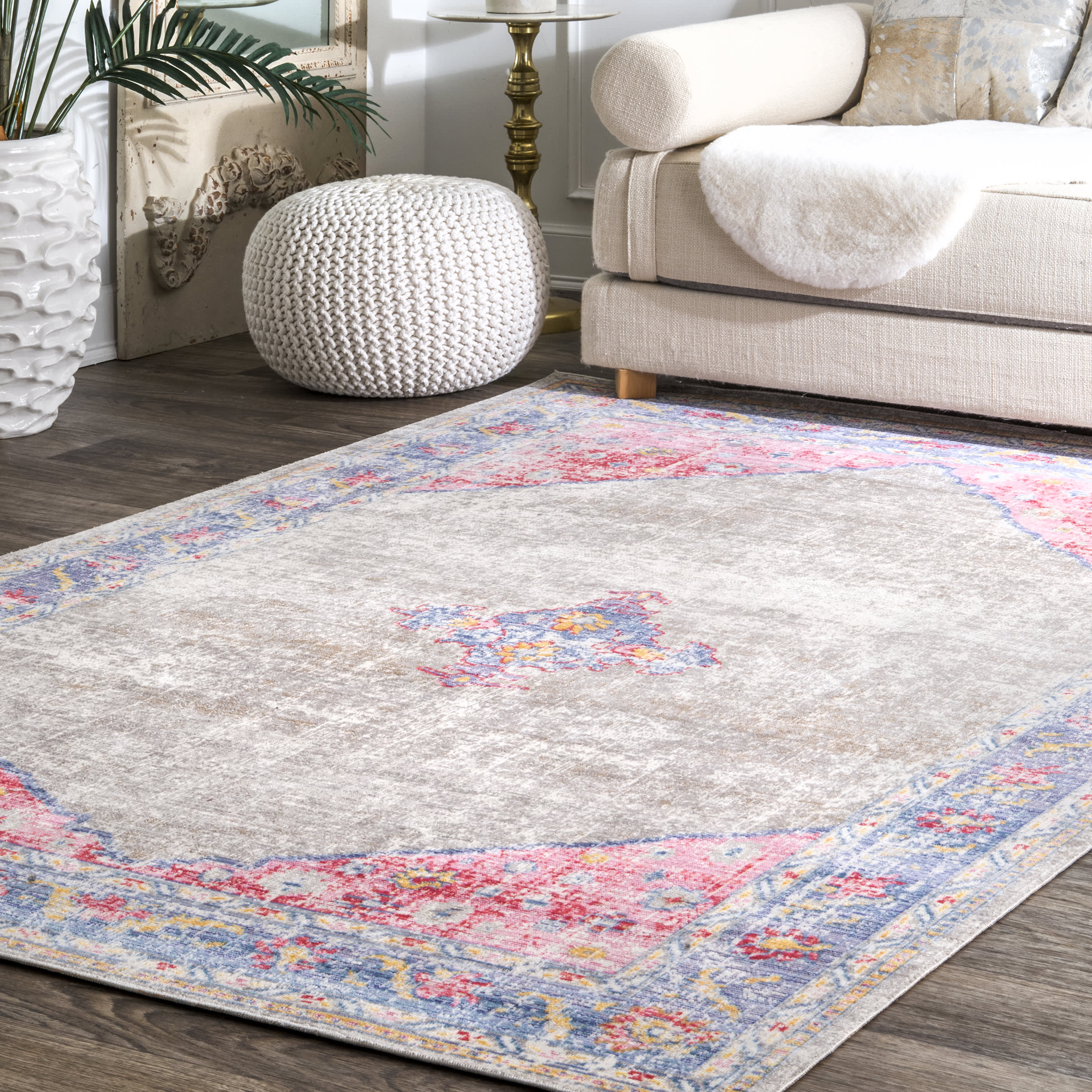 Homely Florid Rug | Grey - Image 2