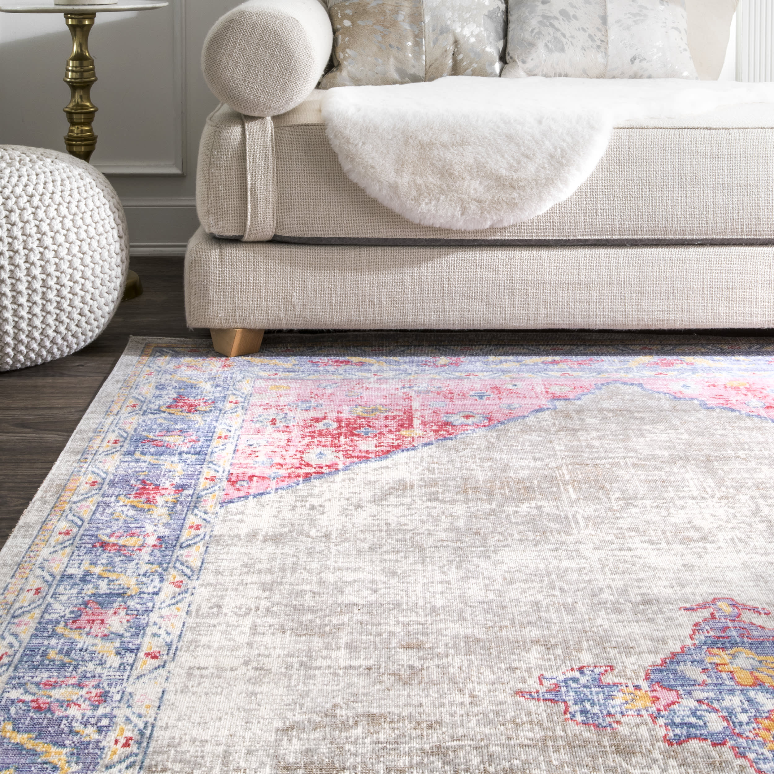 Homely Florid Rug | Grey - Image 4