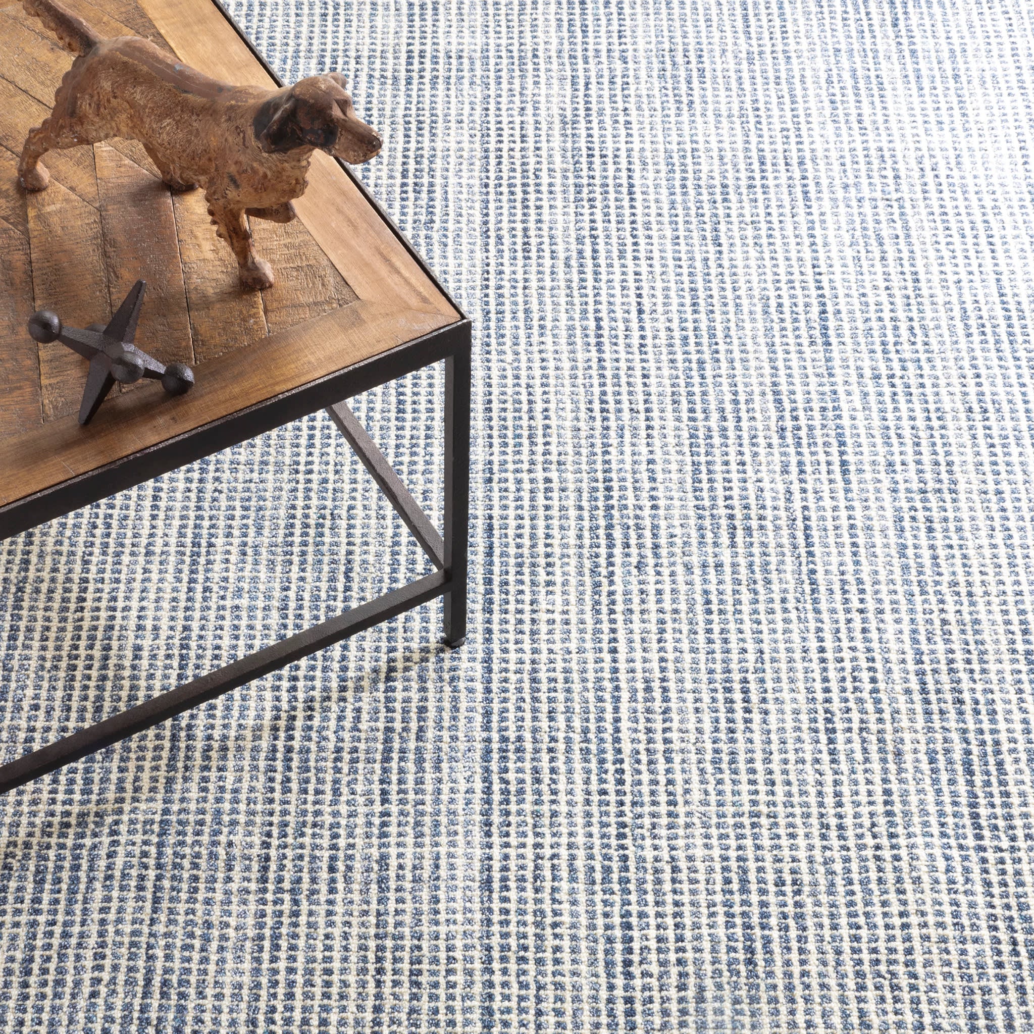 Homer Hand Loom Knotted Wool/Viscose Rug | Blue - Image 3
