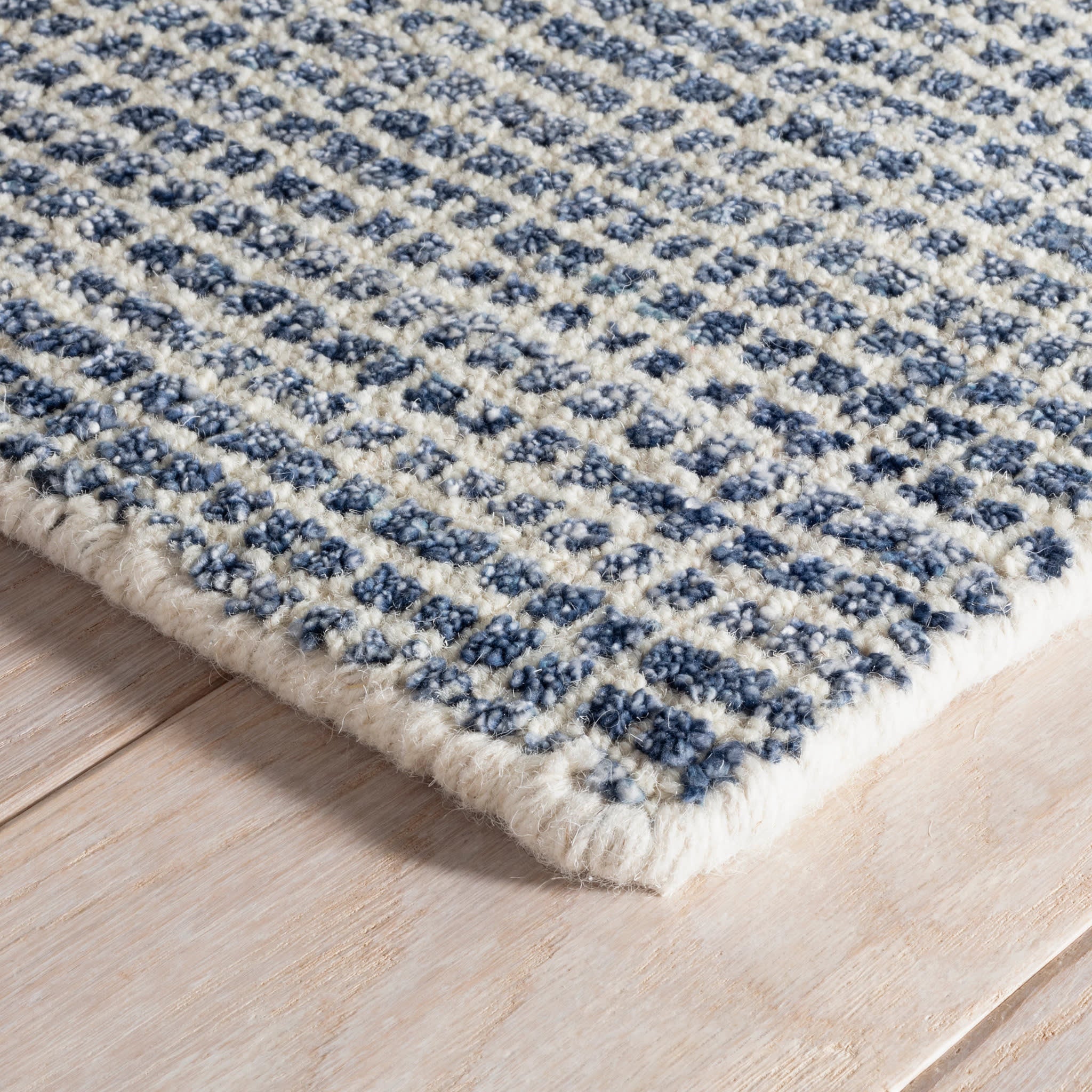 Homer Hand Loom Knotted Wool/Viscose Rug | Blue - Image 5