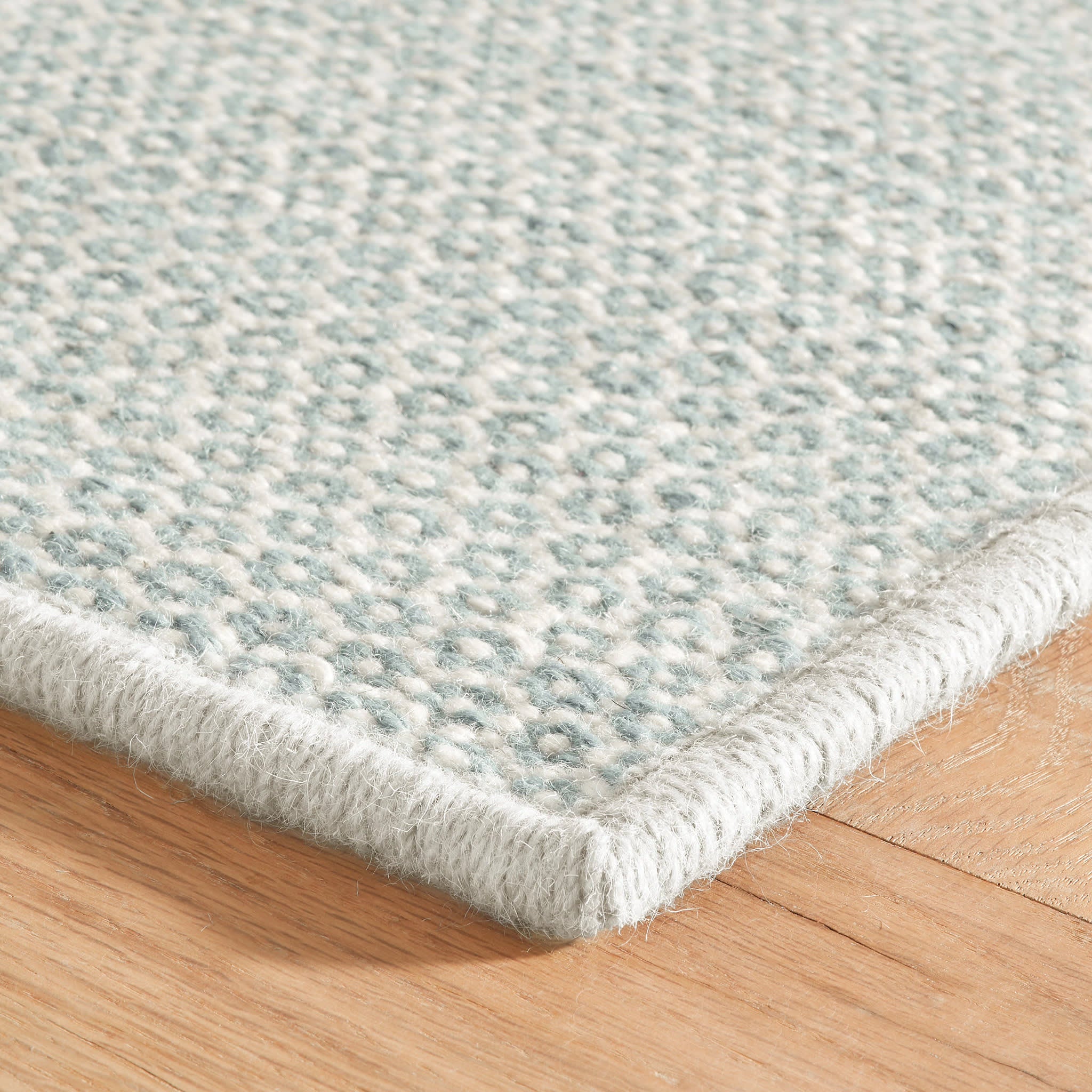 Honeycomb Handwoven Wool Custom Rug | French Blue/Ivory - Image 3