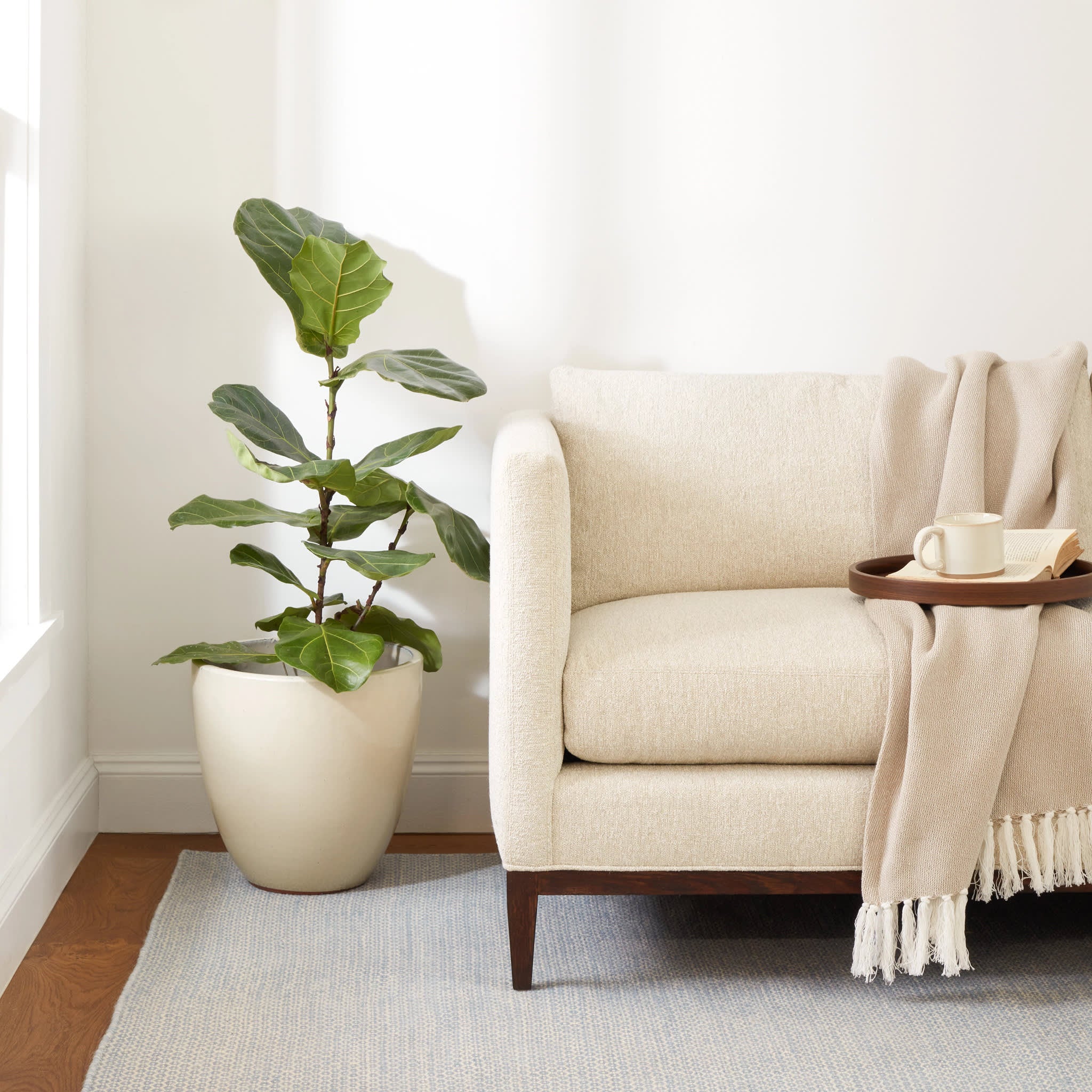 Honeycomb Handwoven Wool Rug | French Blue/Ivory - Image 2