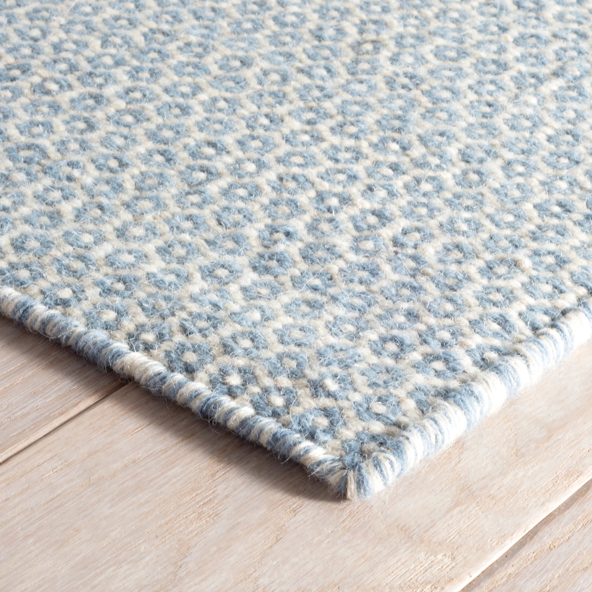 Honeycomb Handwoven Wool Rug | French Blue/Ivory - Image 5