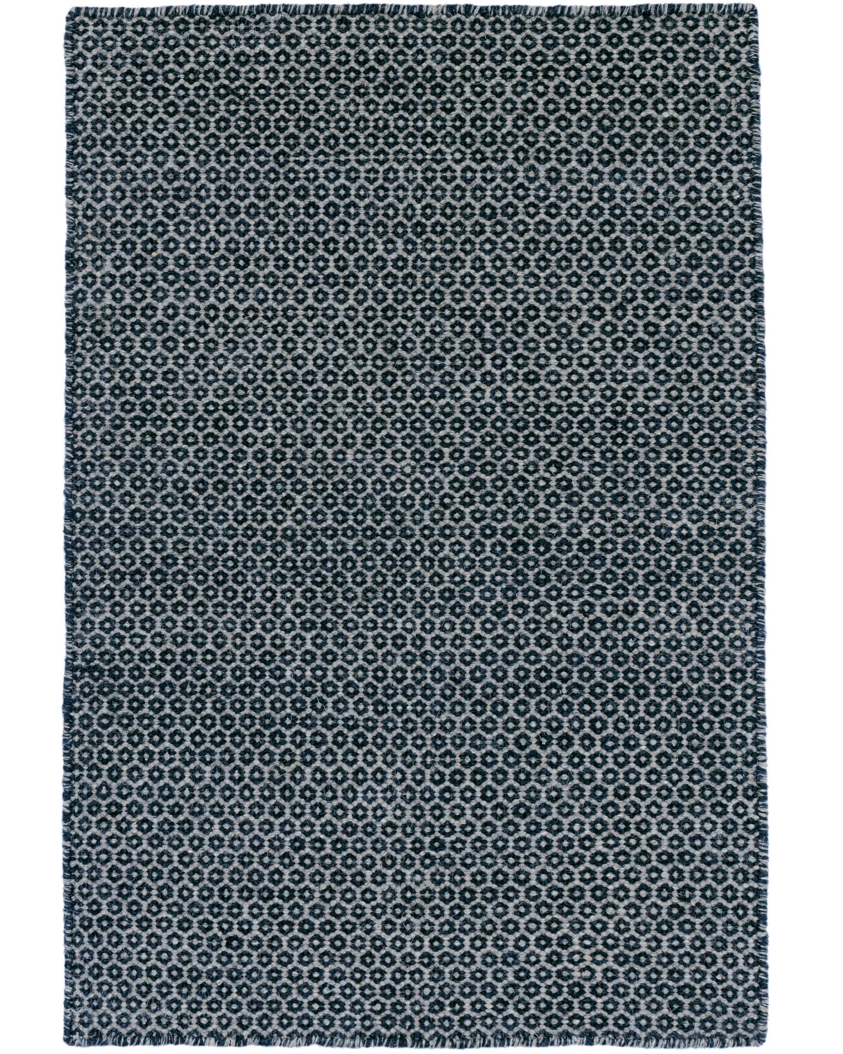Honeycomb Handwoven Wool Rug | Indigo/Grey - Image 4