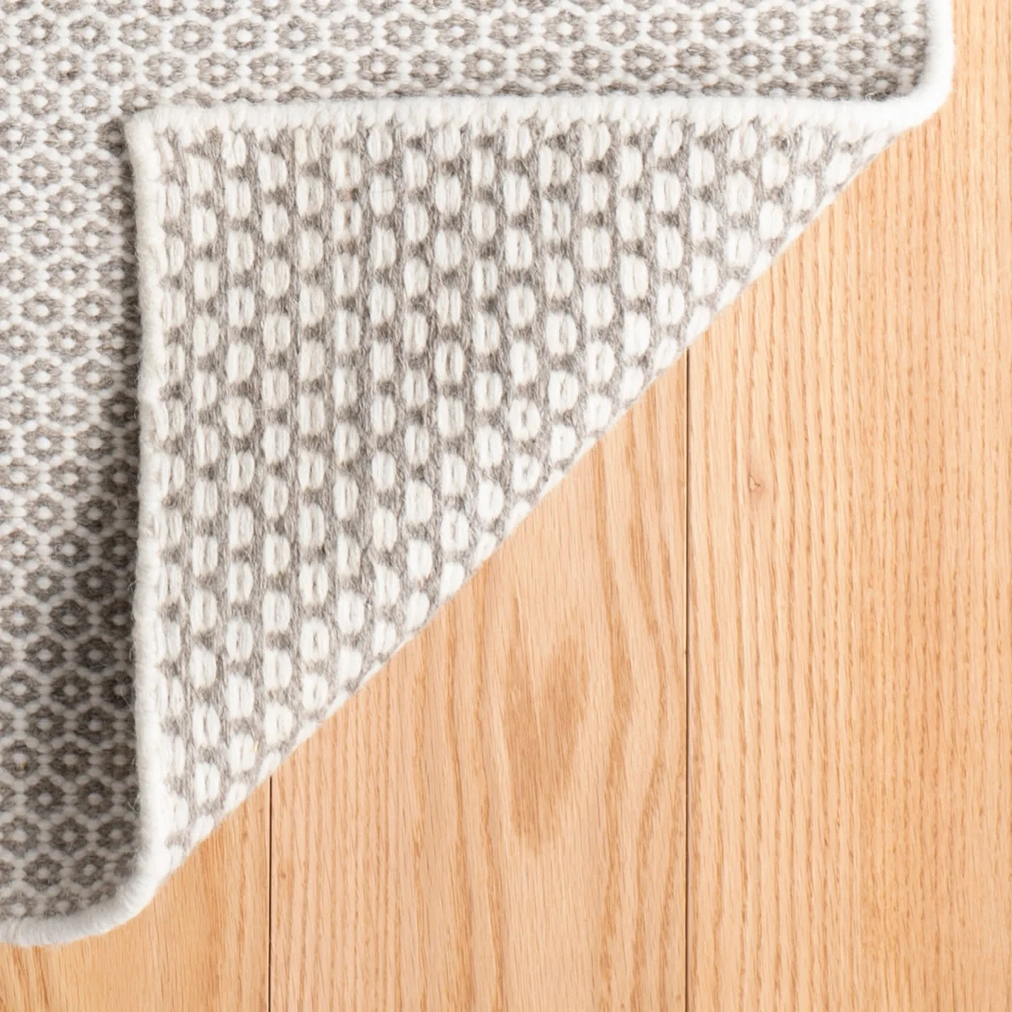 Honeycomb Handwoven Wool Rug | Ivory/Grey - Image 8