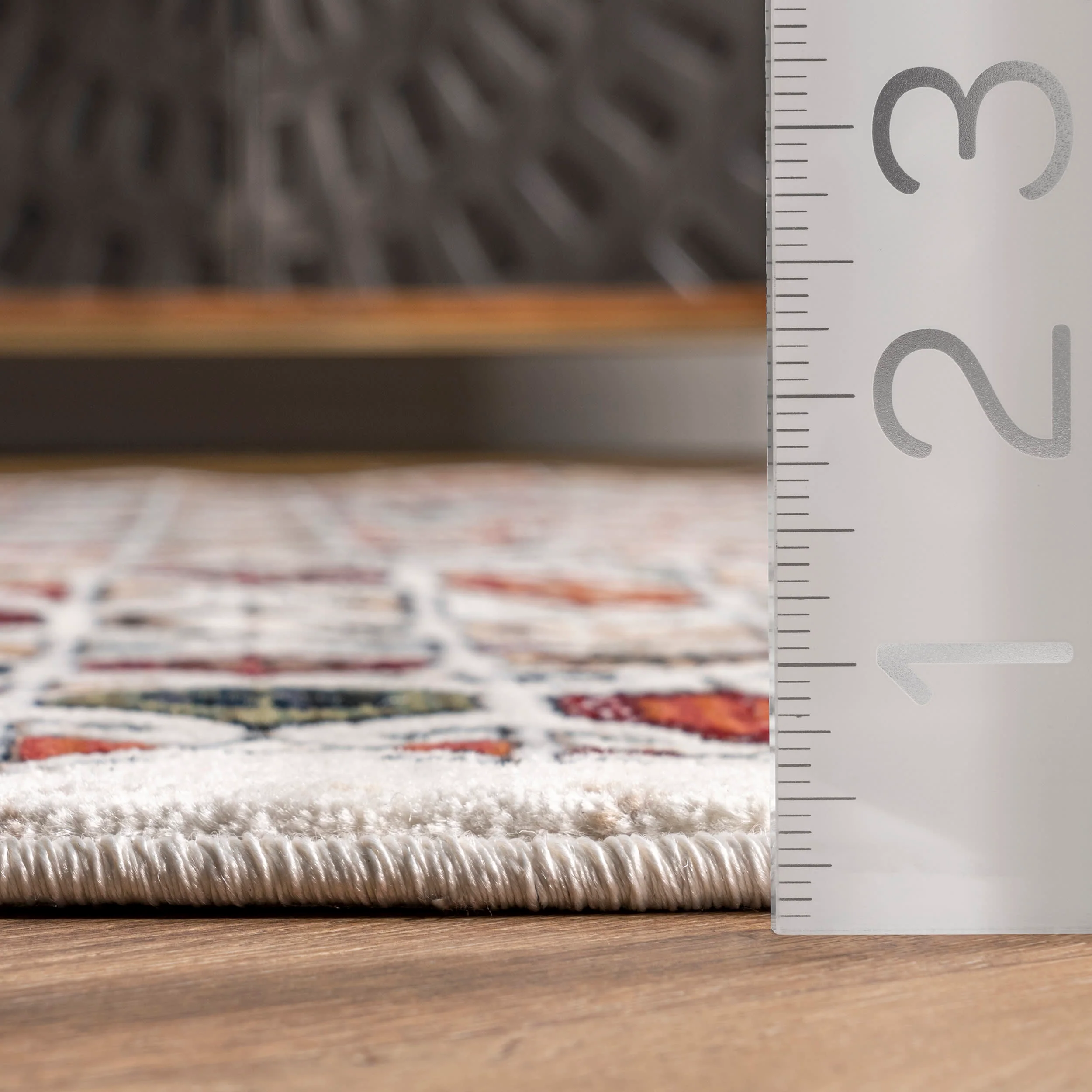 Honeycomb Stripes Fringed Rug | Beige - Image 5