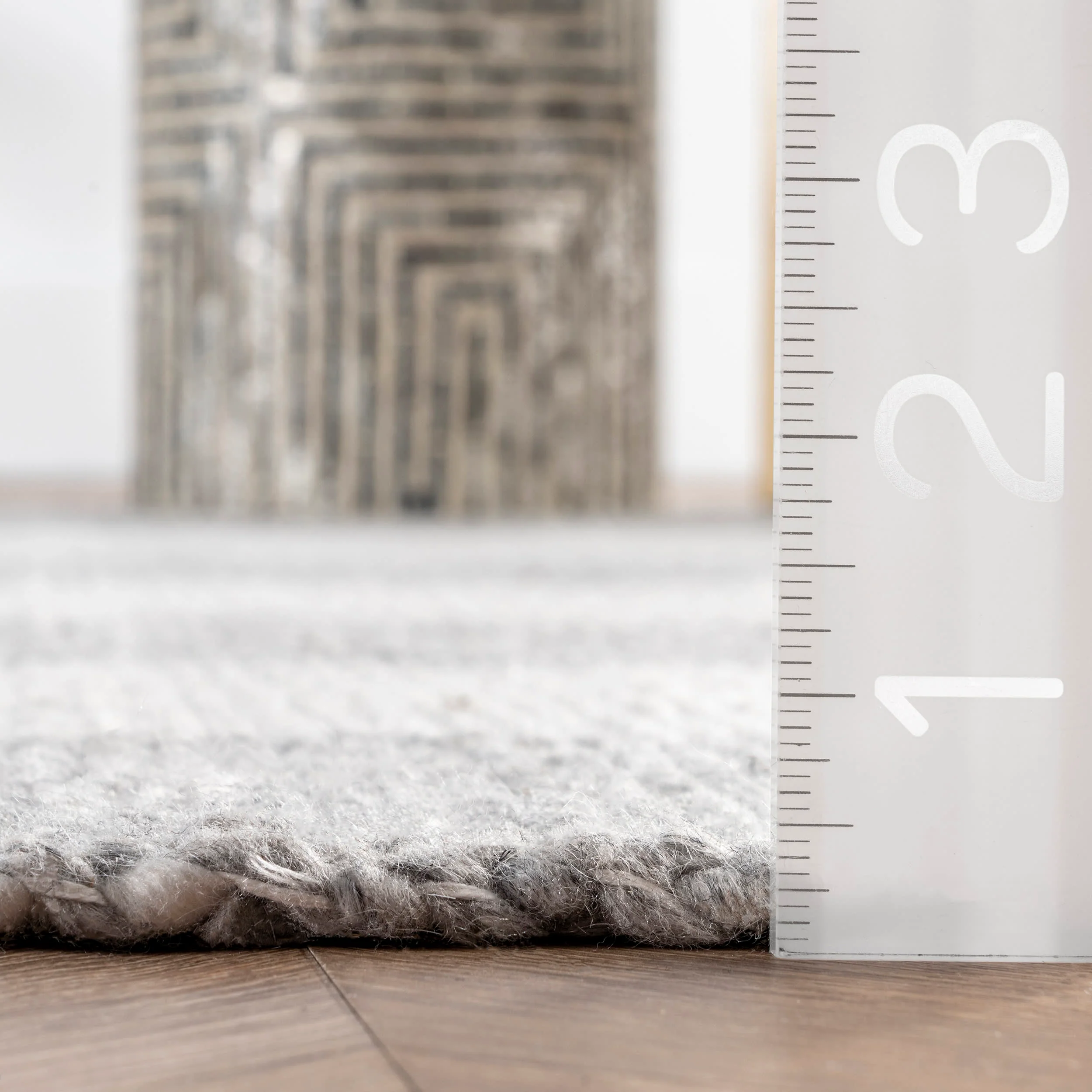 Hope Tasseled Gingham Rug | Grey - Image 5