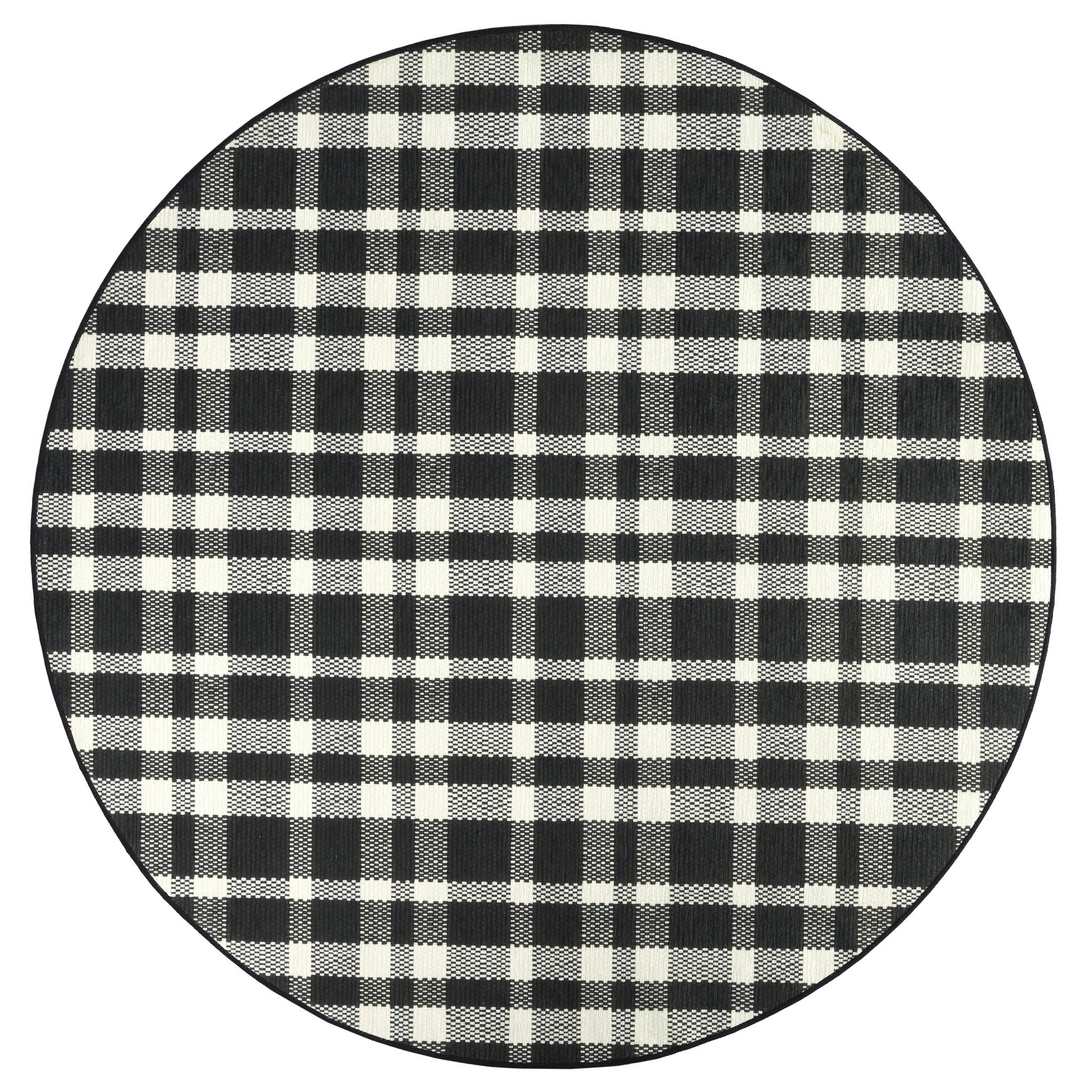 Houston Plaid Machine Washable Rug | Black - Image 3