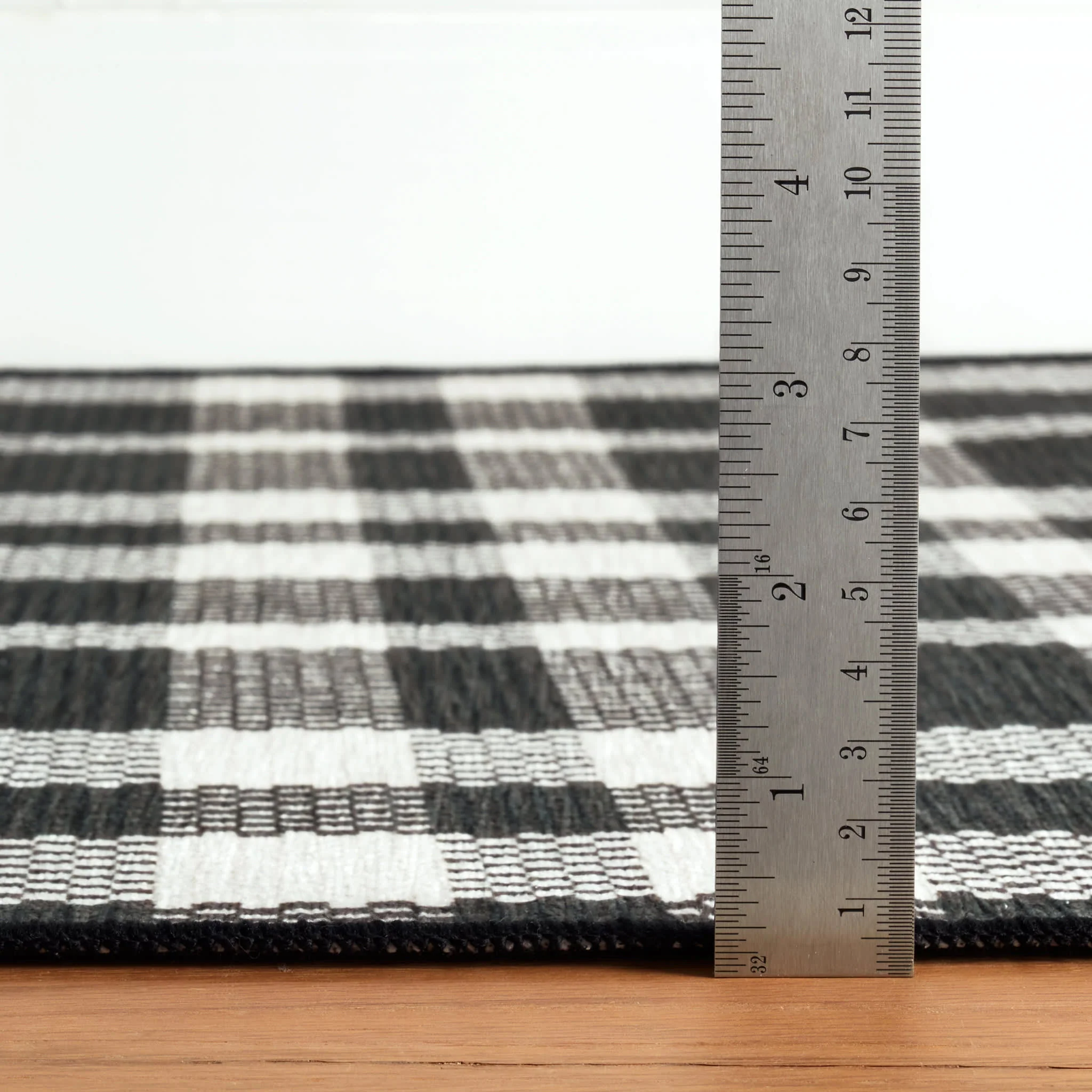 Houston Plaid Machine Washable Rug | Black - Image 6