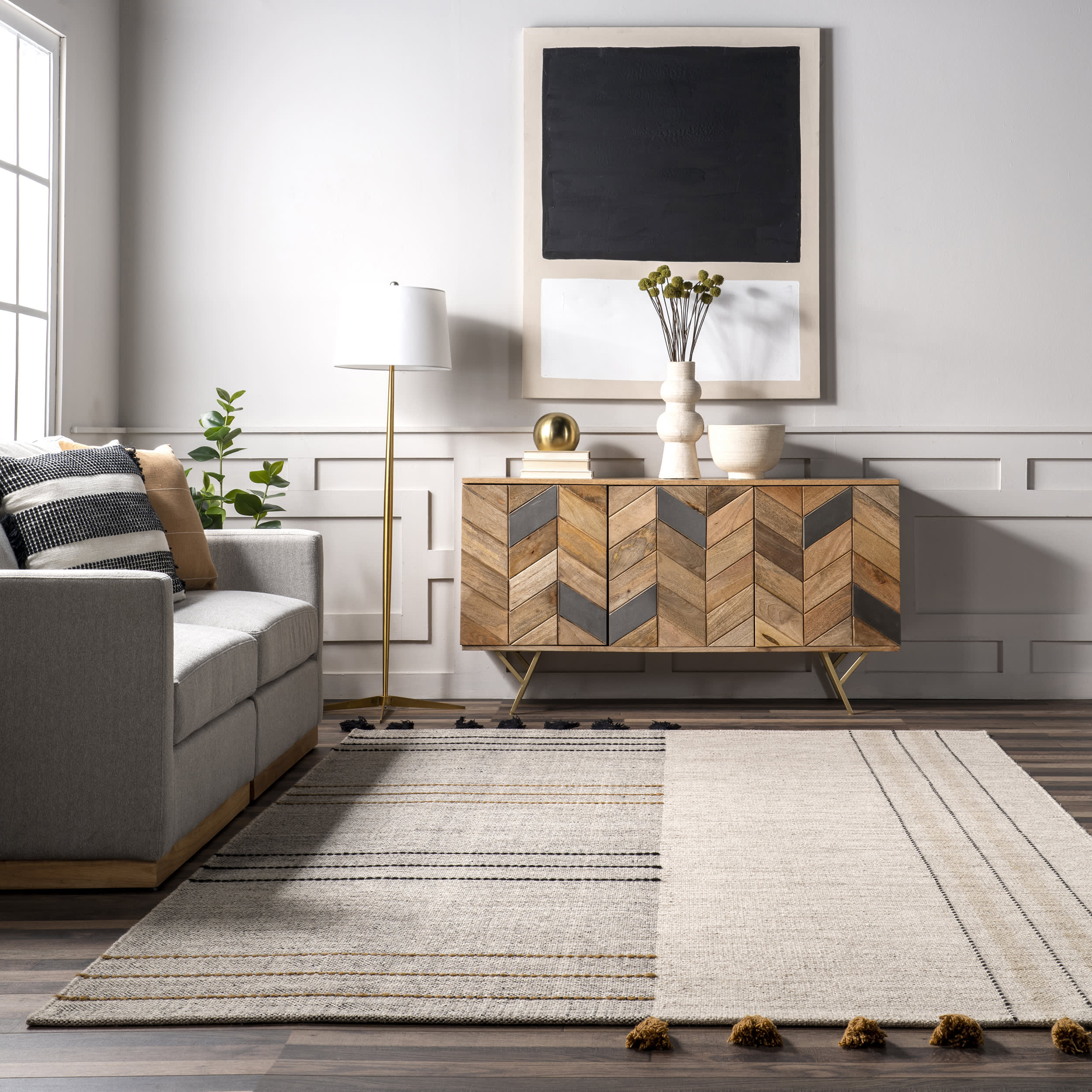 Hudson Alternating Tassel Rug | Ivory - Image 4