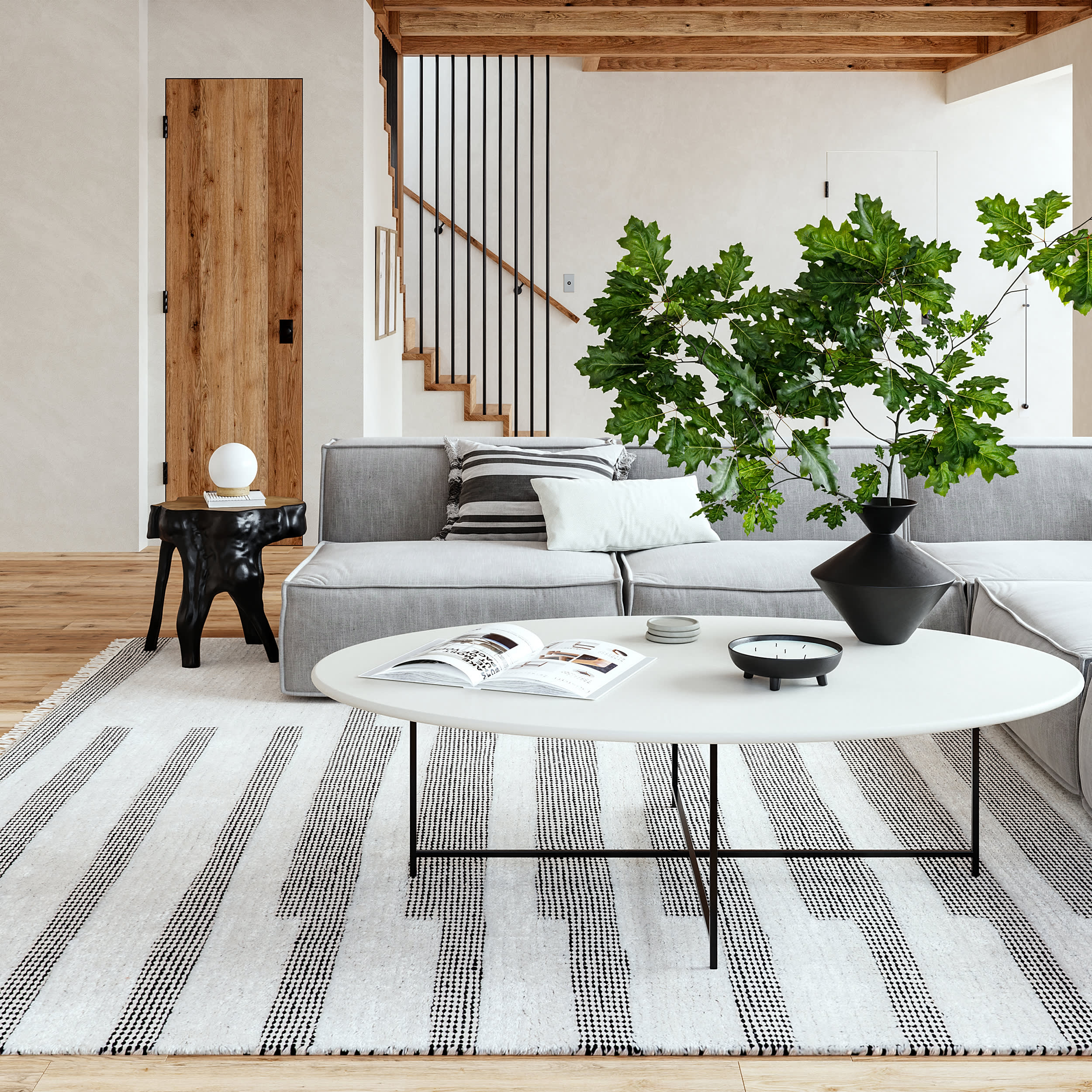 Hyperion Tasseled Cotton and Wool Rug | Ivory - Image 2