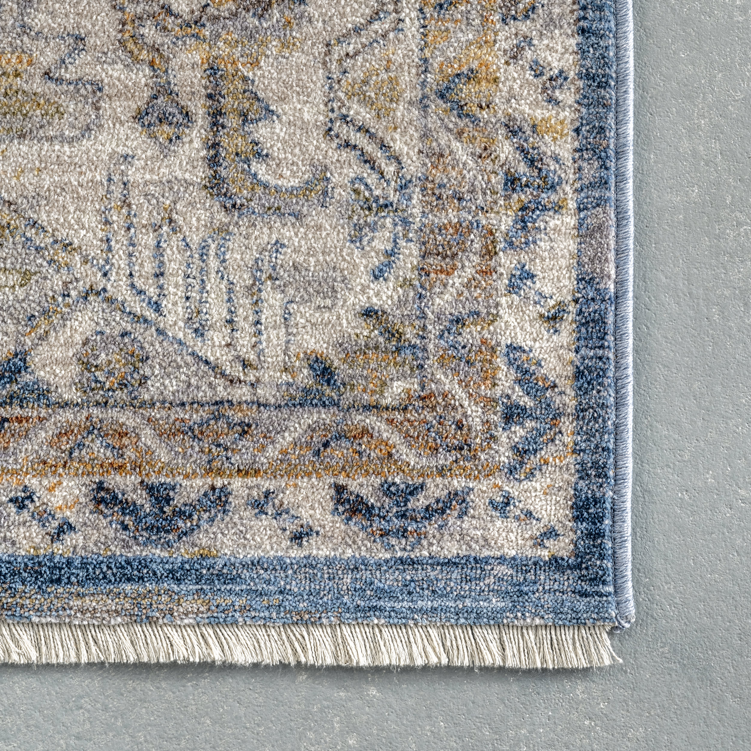 Idina Bordered Medallion Rug | Blue - Image 3