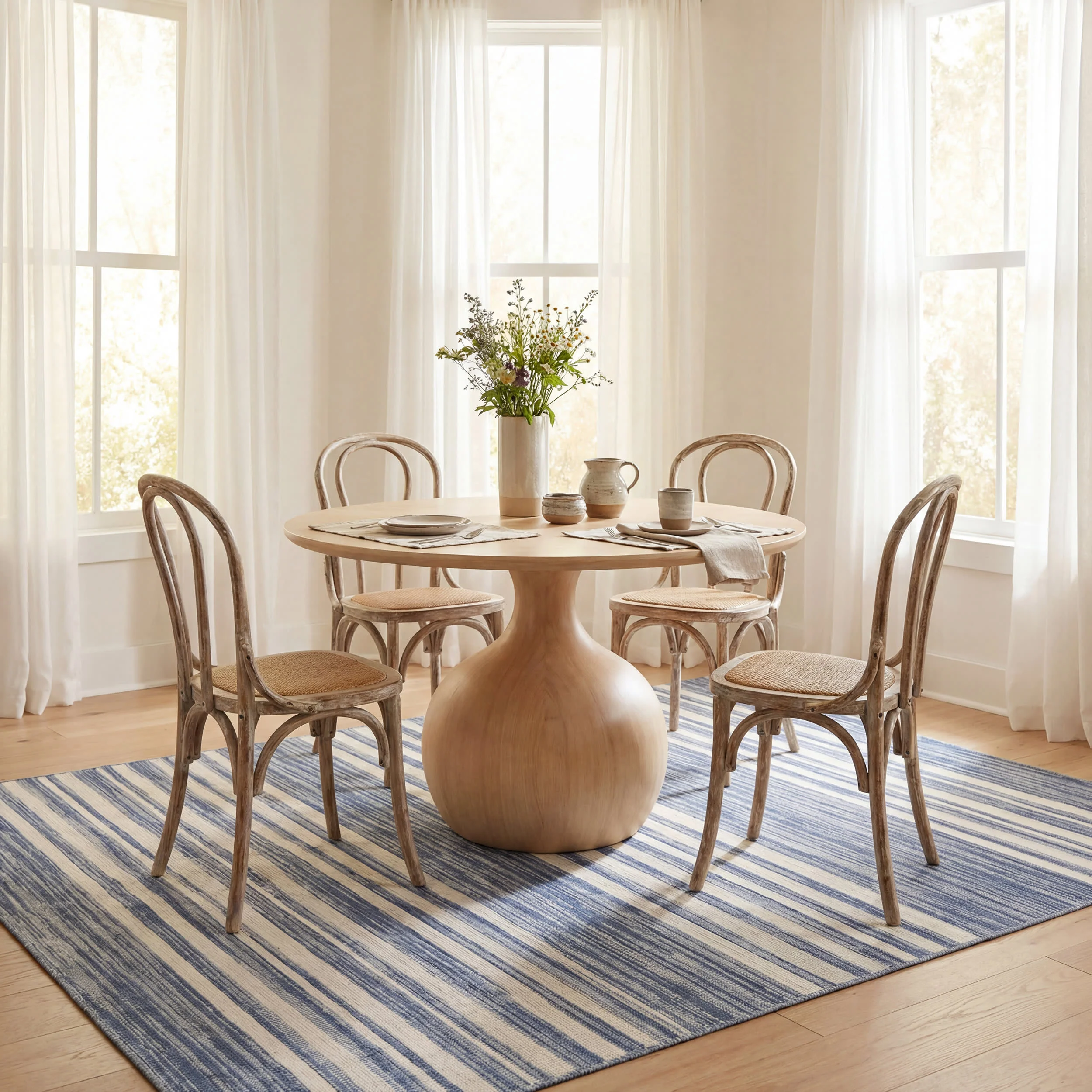 Ilae Coastal Striped Washable Rug | Blue - Image 4