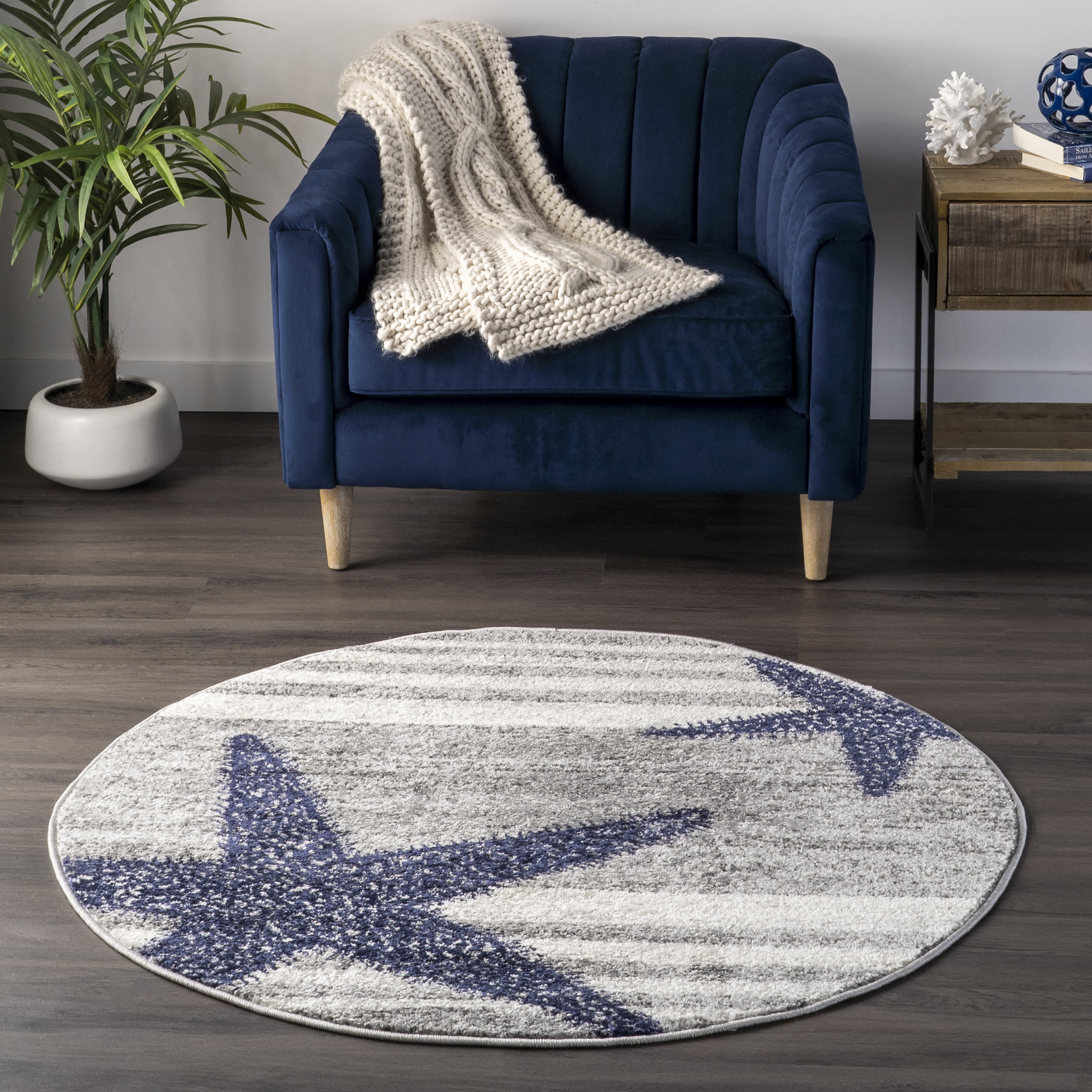 Iliana Striped Starfish Rug | Grey - Image 2