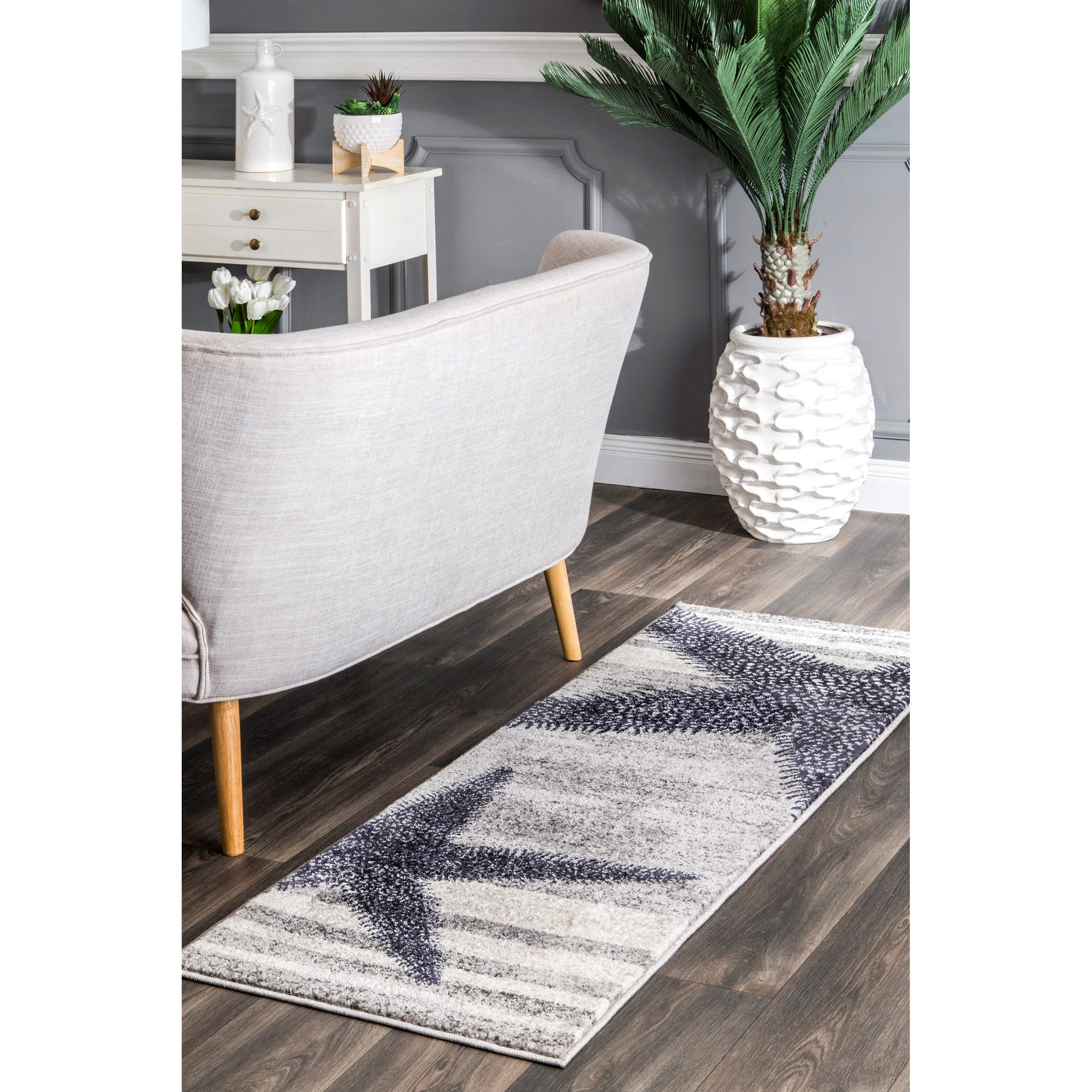 Iliana Striped Starfish Rug | Grey - Image 2