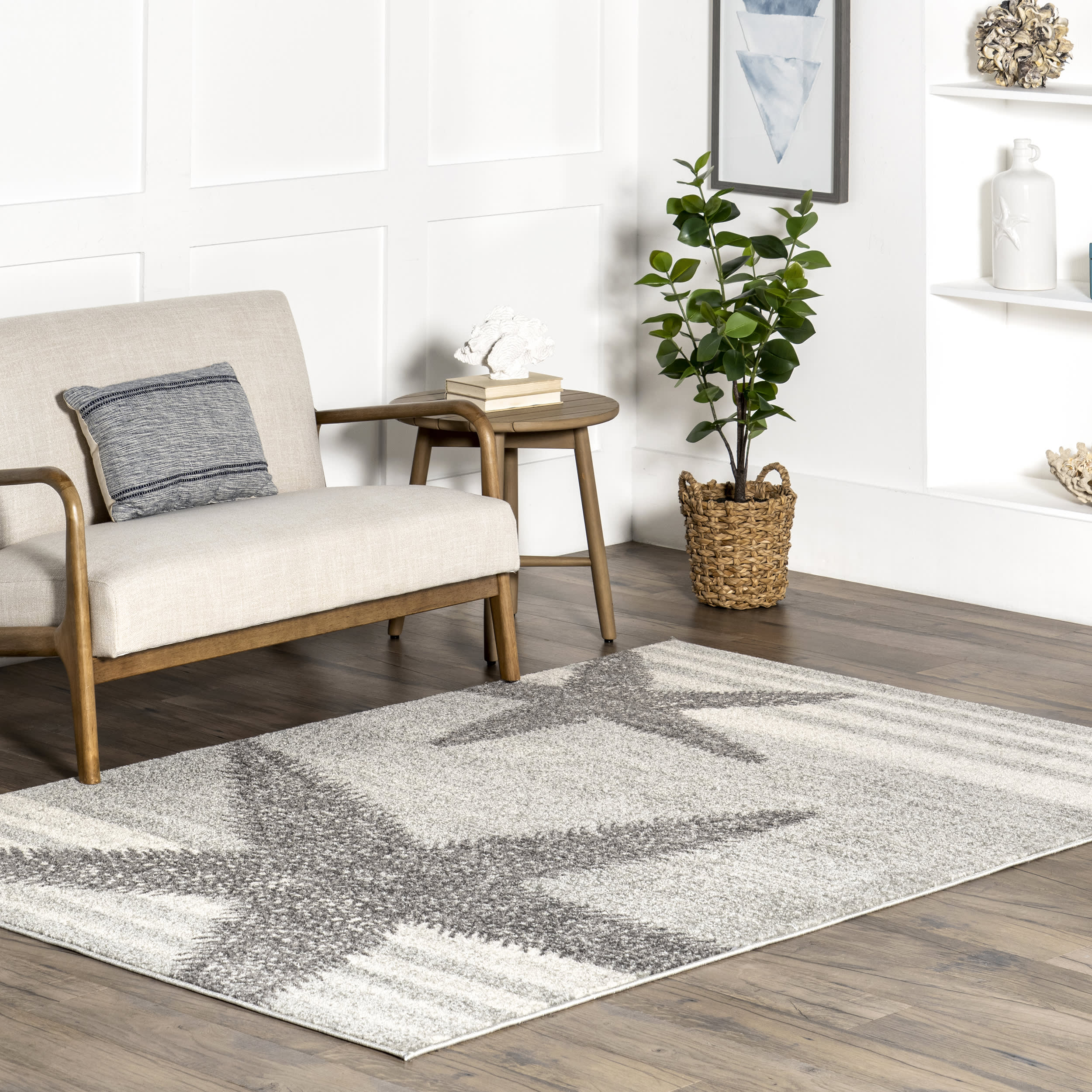 Iliana Striped Starfish Rug | Light Grey - Image 2