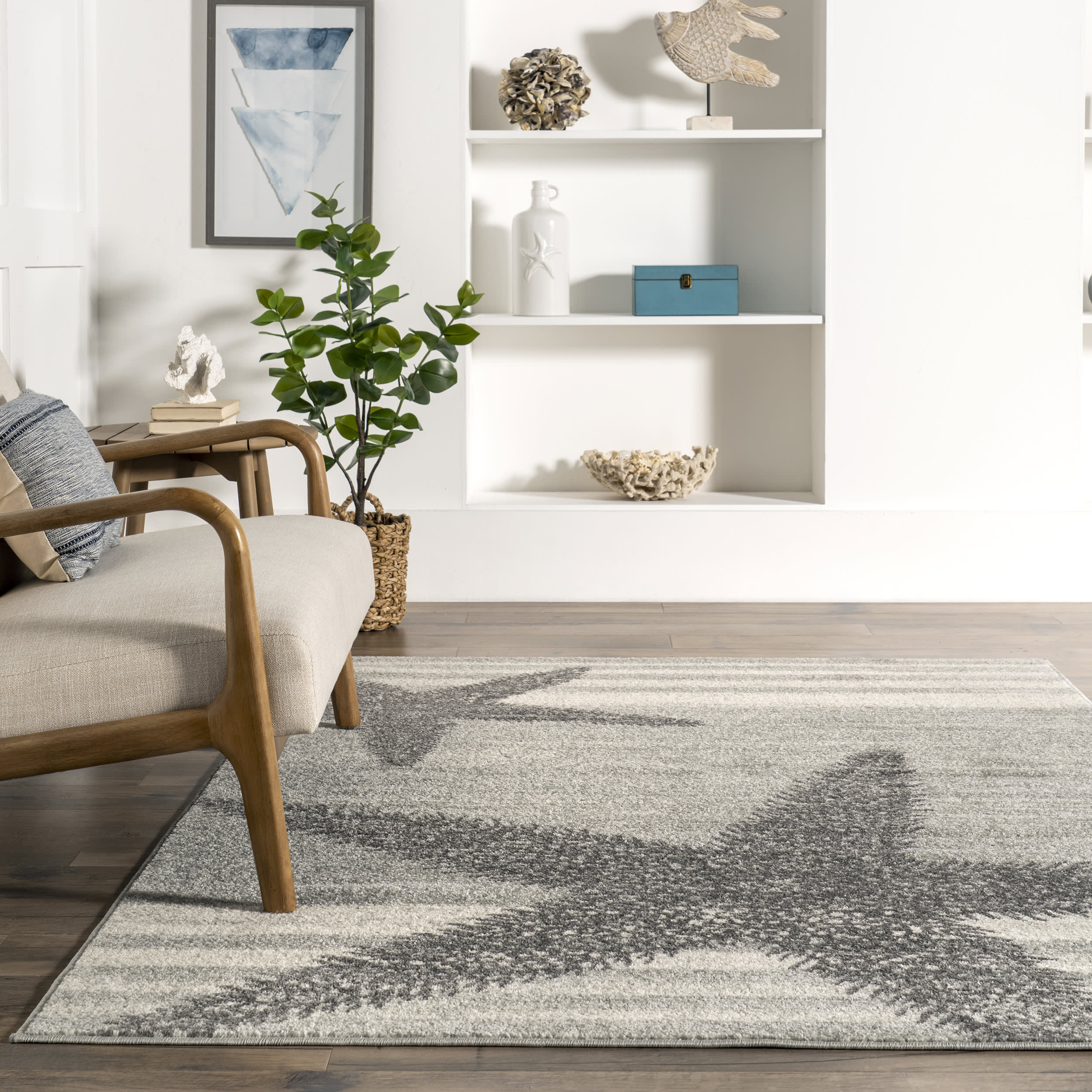 Iliana Striped Starfish Rug | Light Grey - Image 4