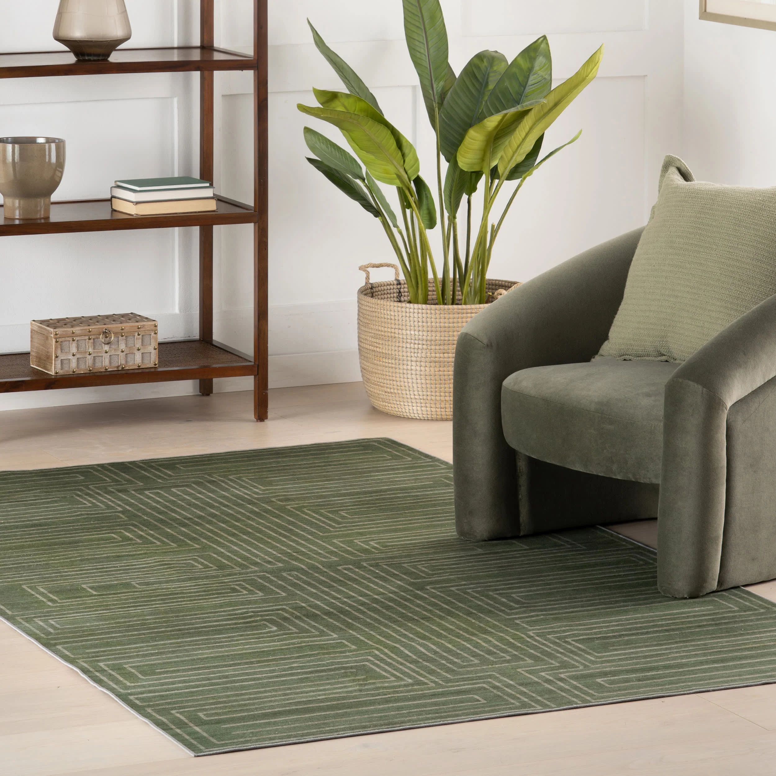 Illyria Maze Washable Rug | Green - Image 2