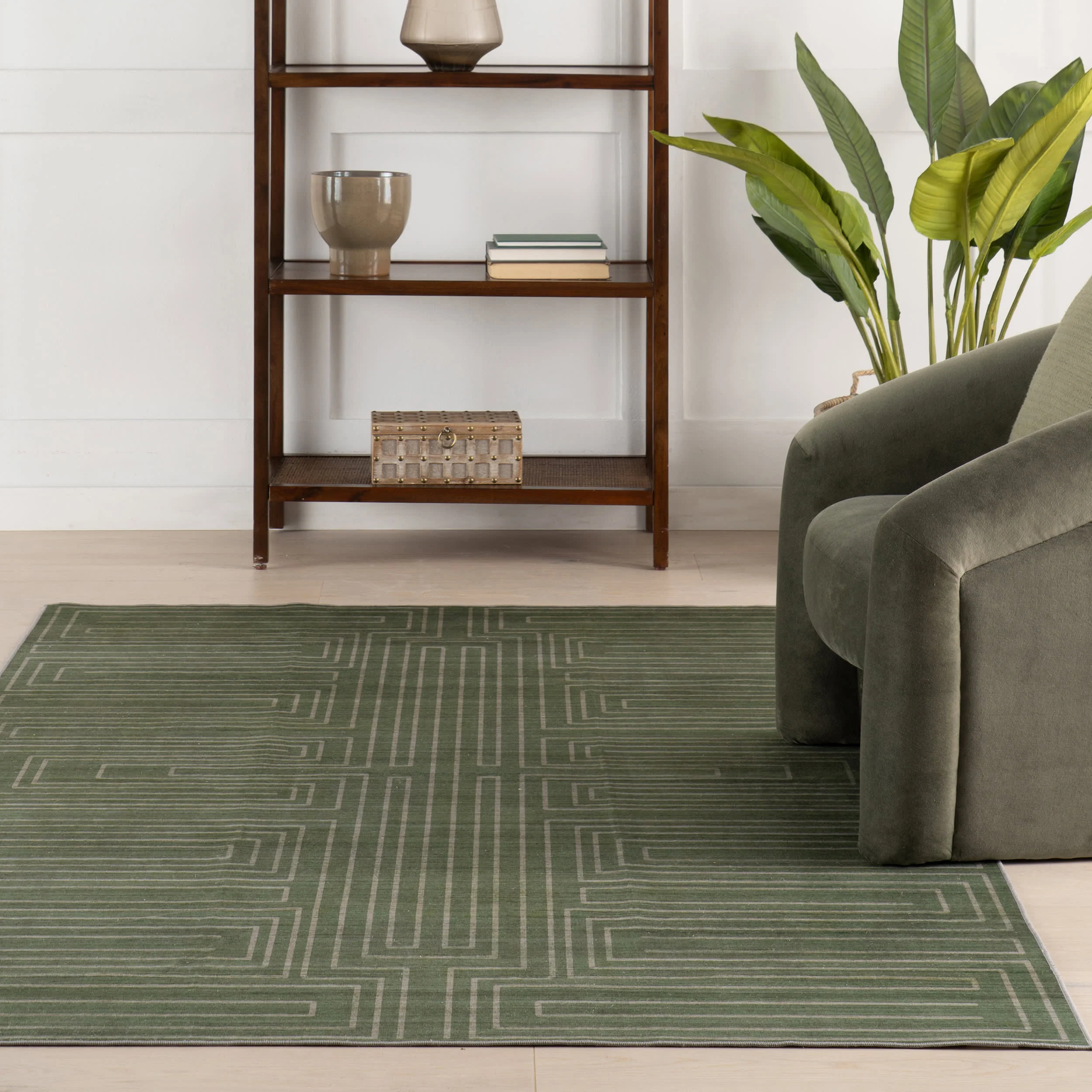 Illyria Maze Washable Rug | Green - Image 5