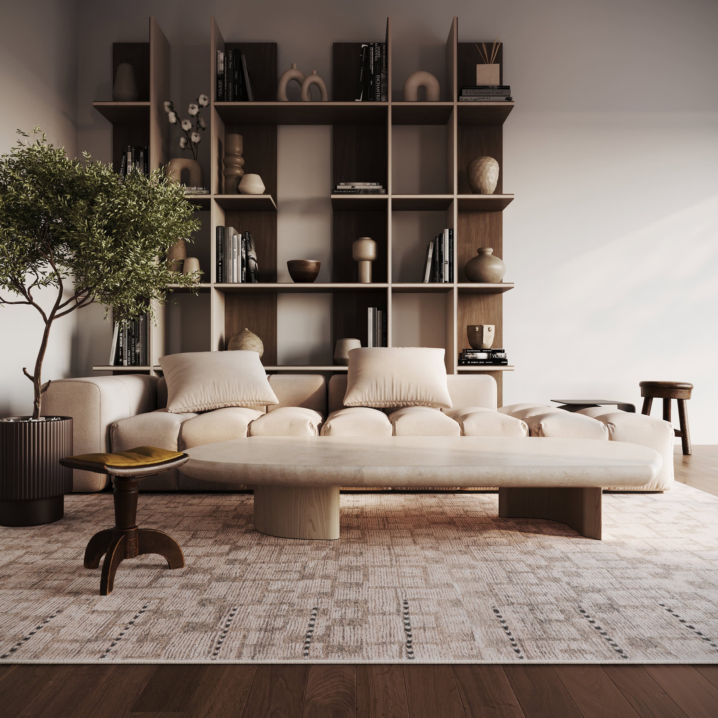 Ilvara Abstract Washable Rug | Beige - Image 2