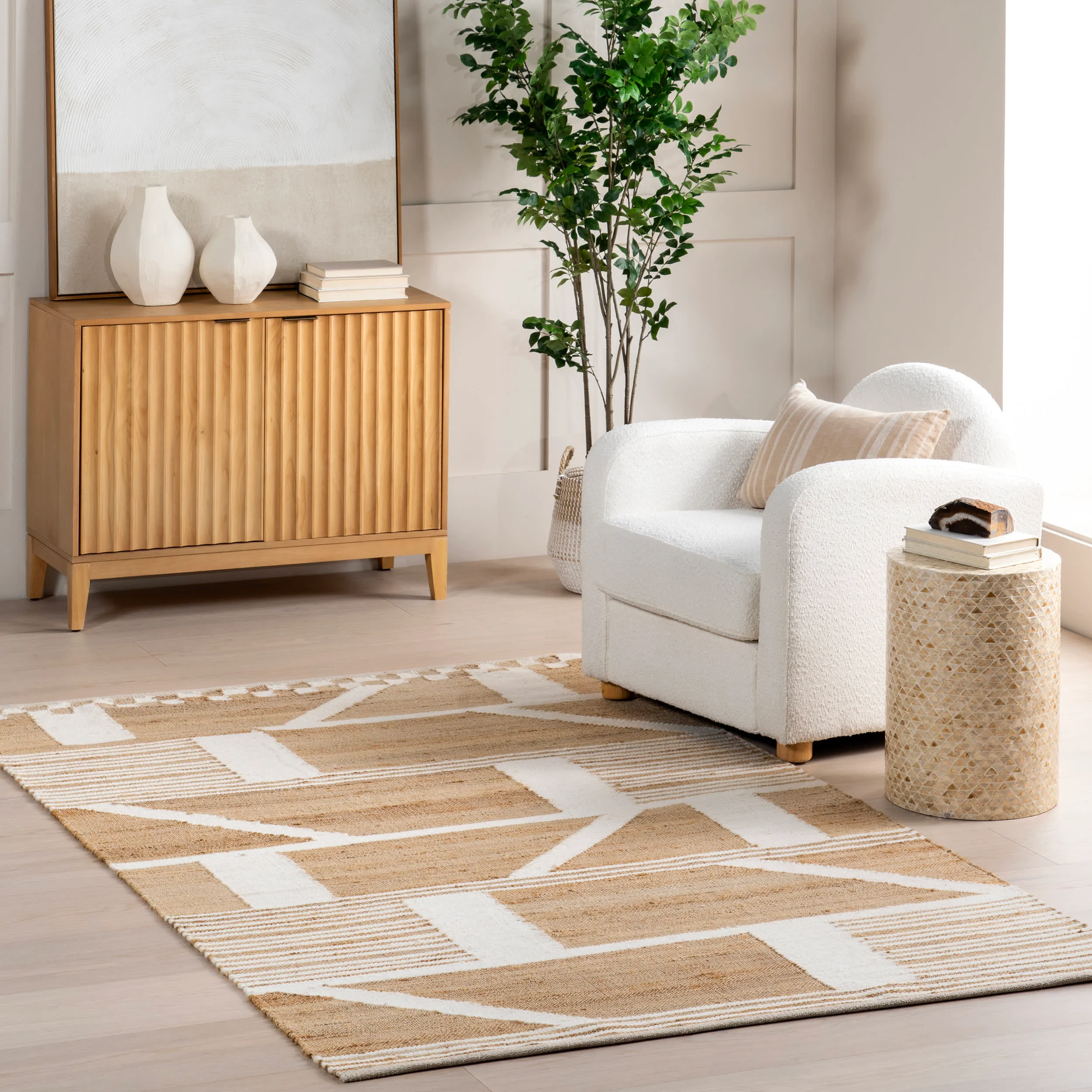 Iman Geometric Rug | Natural - Image 2