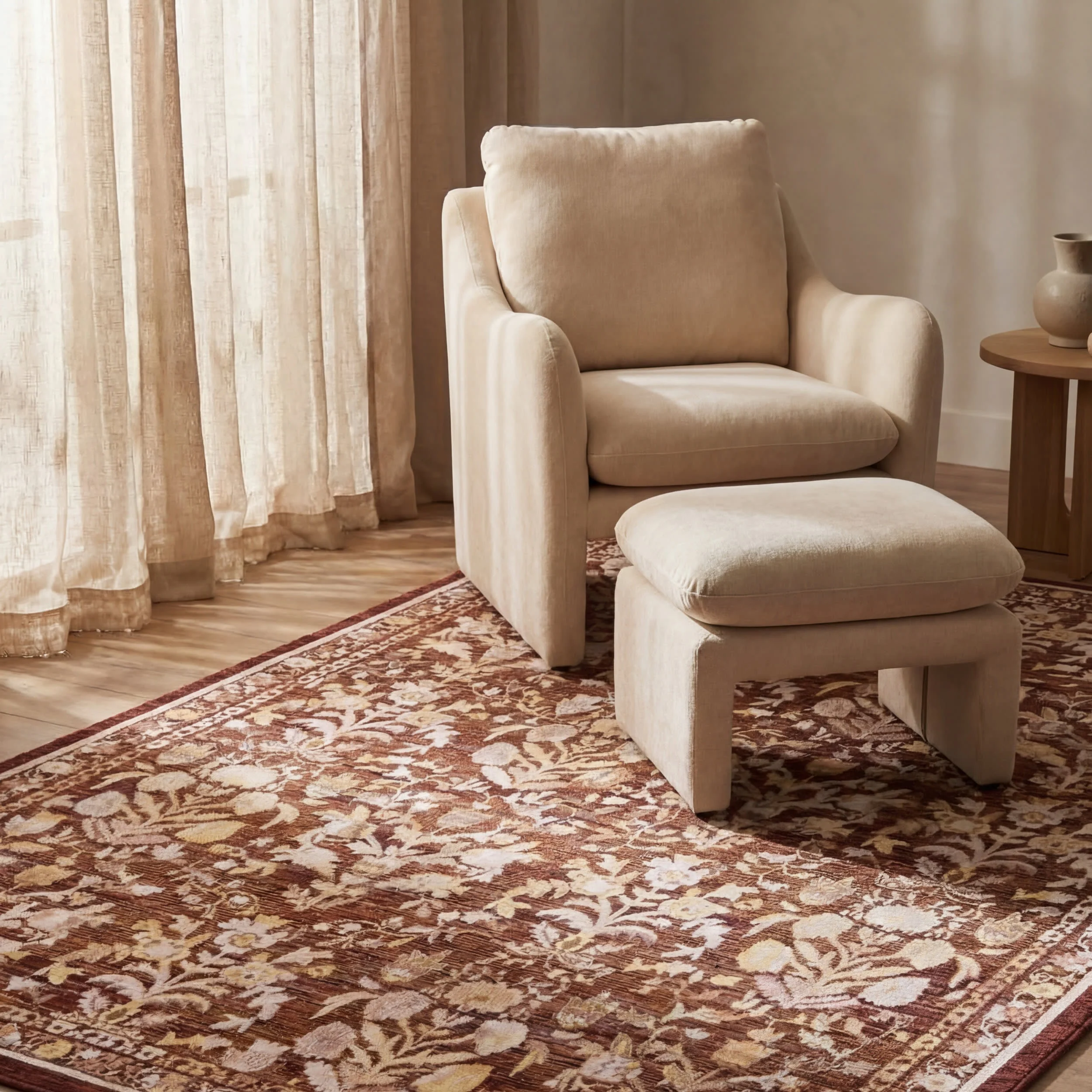 Inari Traditional Floral Indoor/Outdoor Rug | Brick - Image 5