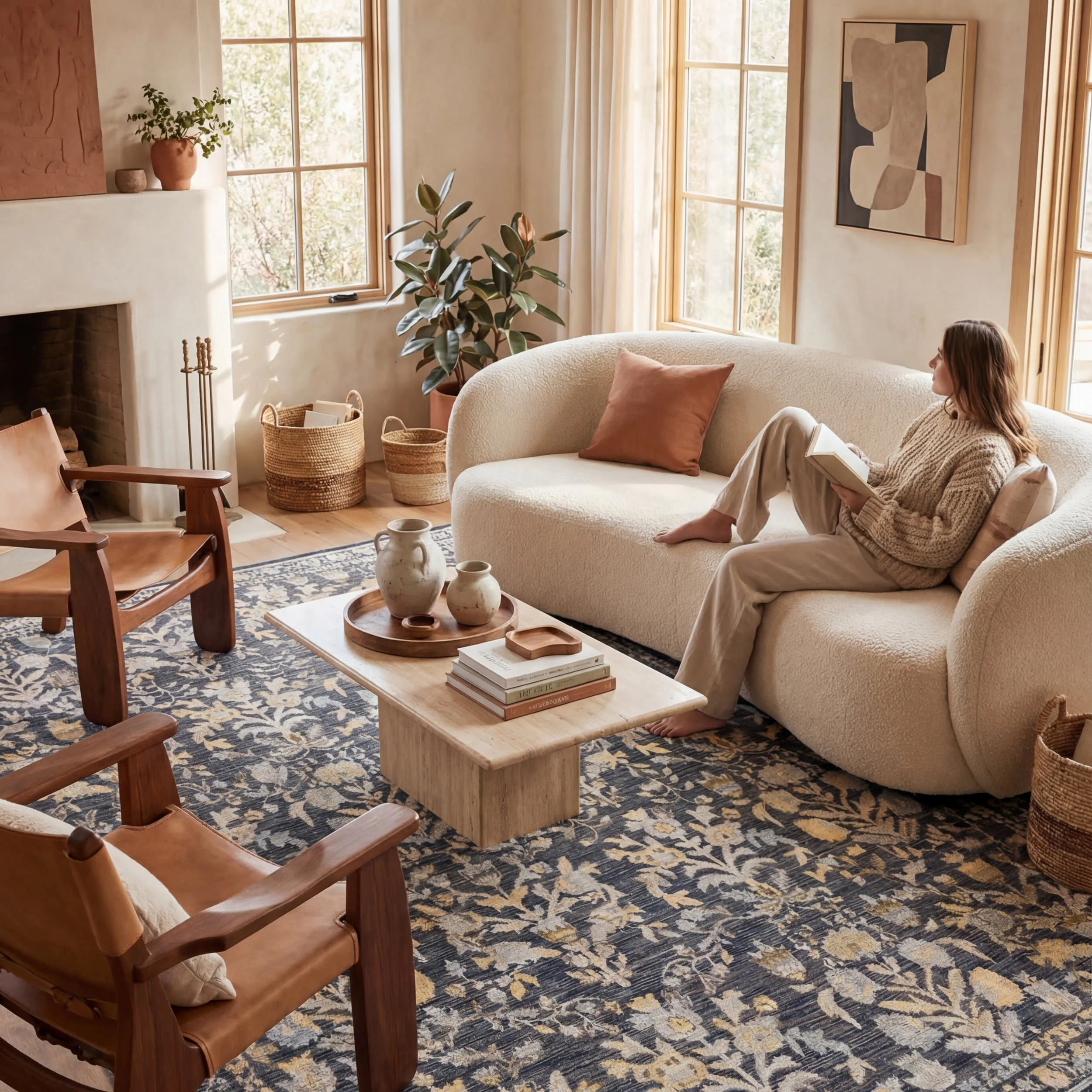 Inari Traditional Floral Indoor/Outdoor Rug | Navy - Image 8